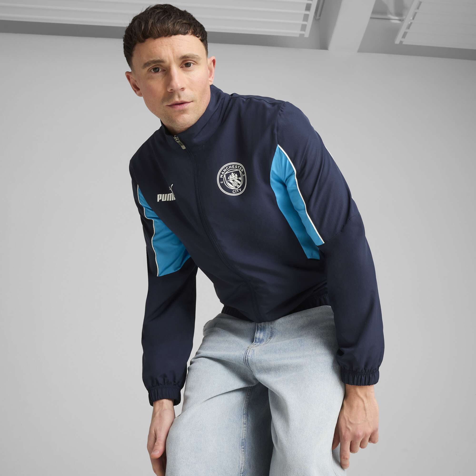 Puma Manchester City ftblARCHIVE Jacke Herren | Navy/Light Blue | Größe: L