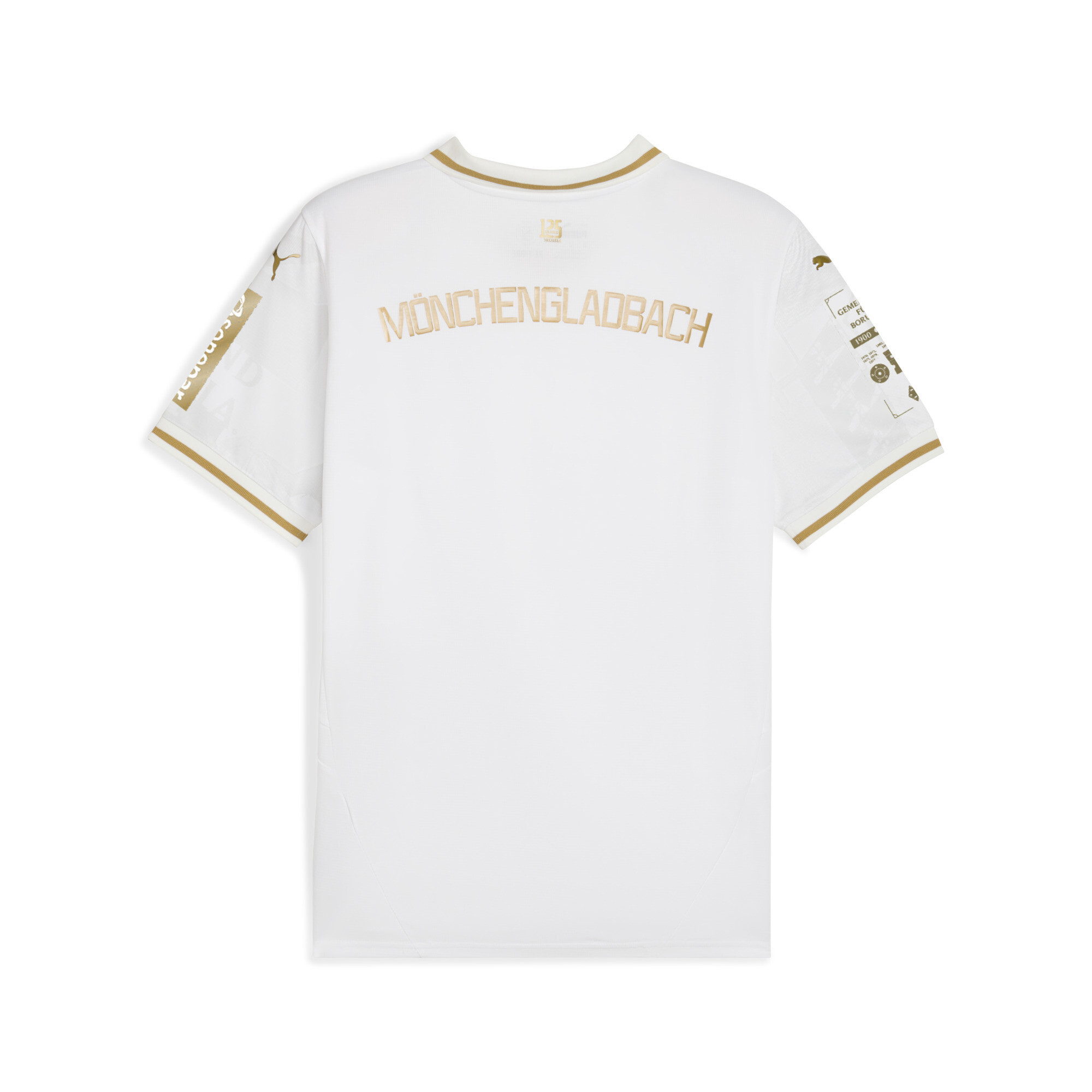 PUMA Borussia MÃ¶nchengladbach 125-jarig jubileumshirt, Wit/Goud, Maat 15-16Y thumbnail 2