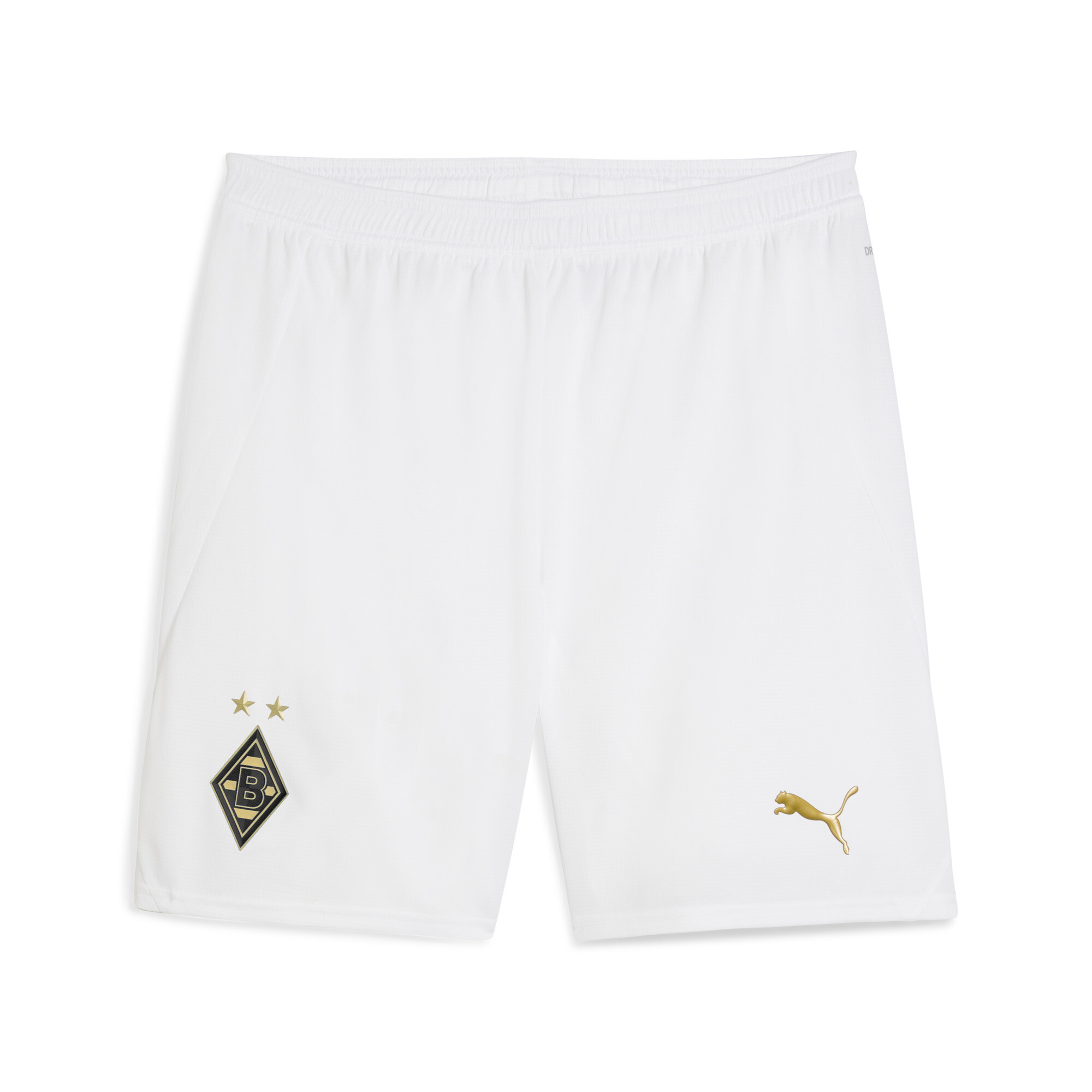 PUMA Borussia MÃ¶nchengladbach 125-jarig jubileumshort voor Heren, Wit/Goud, Maat S