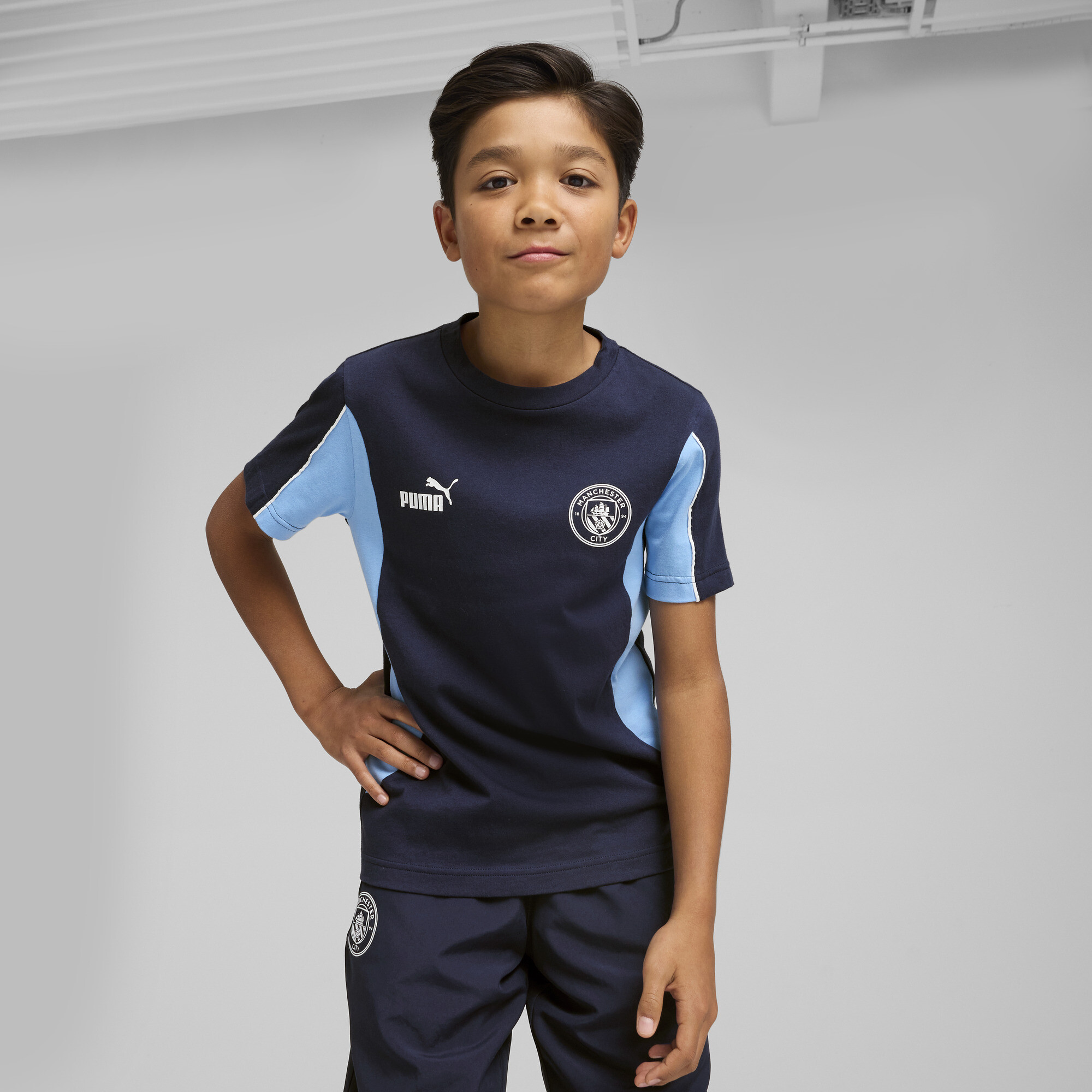 Puma Manchester City ftblARCHIVE T-Shirt Teenager Für Herren Für Damen Für Kinder | Navy/Light Blue | Größe: 7-8Y