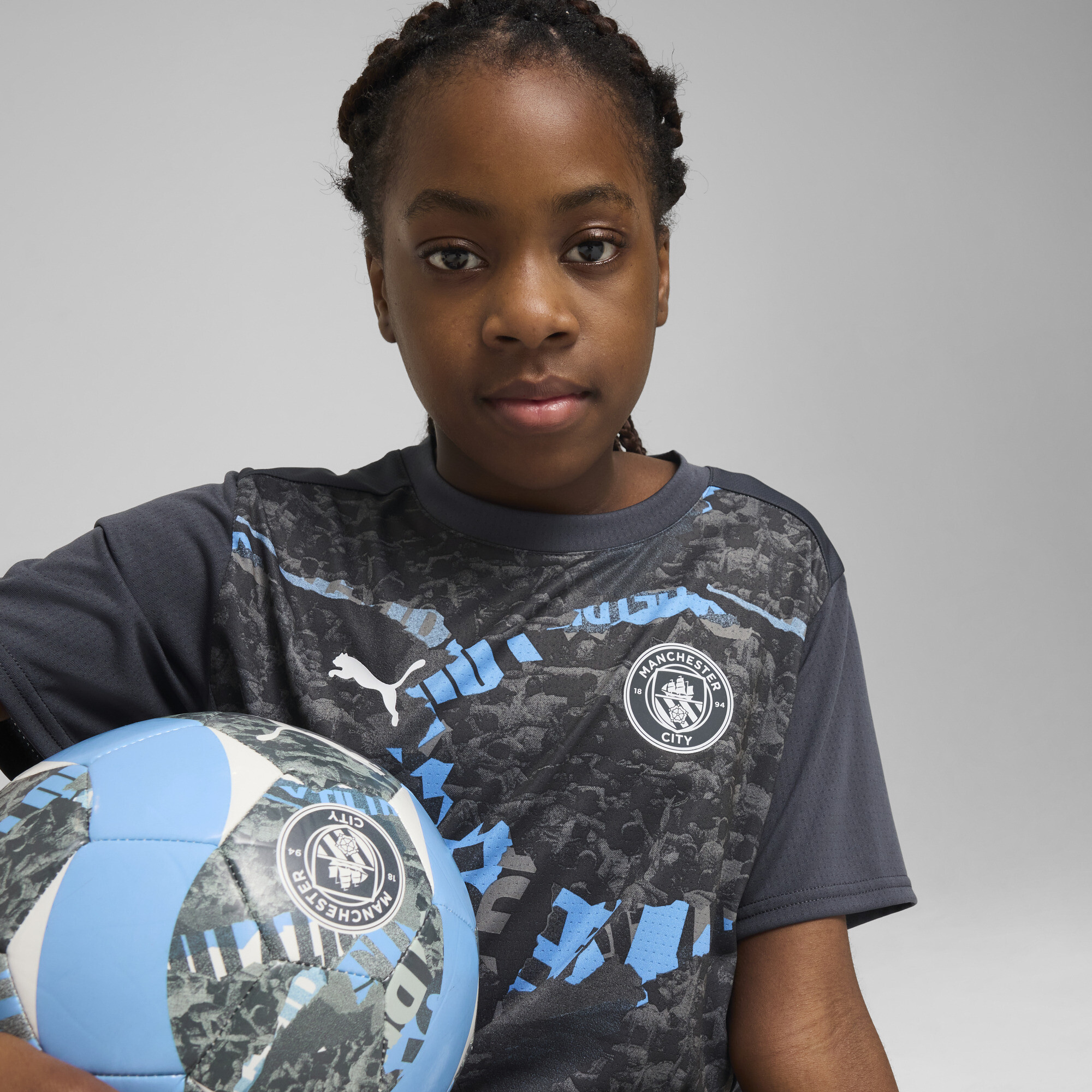 PUMA Manchester City prematch-shirt, Grijs, Maat 11-12Y thumbnail 6