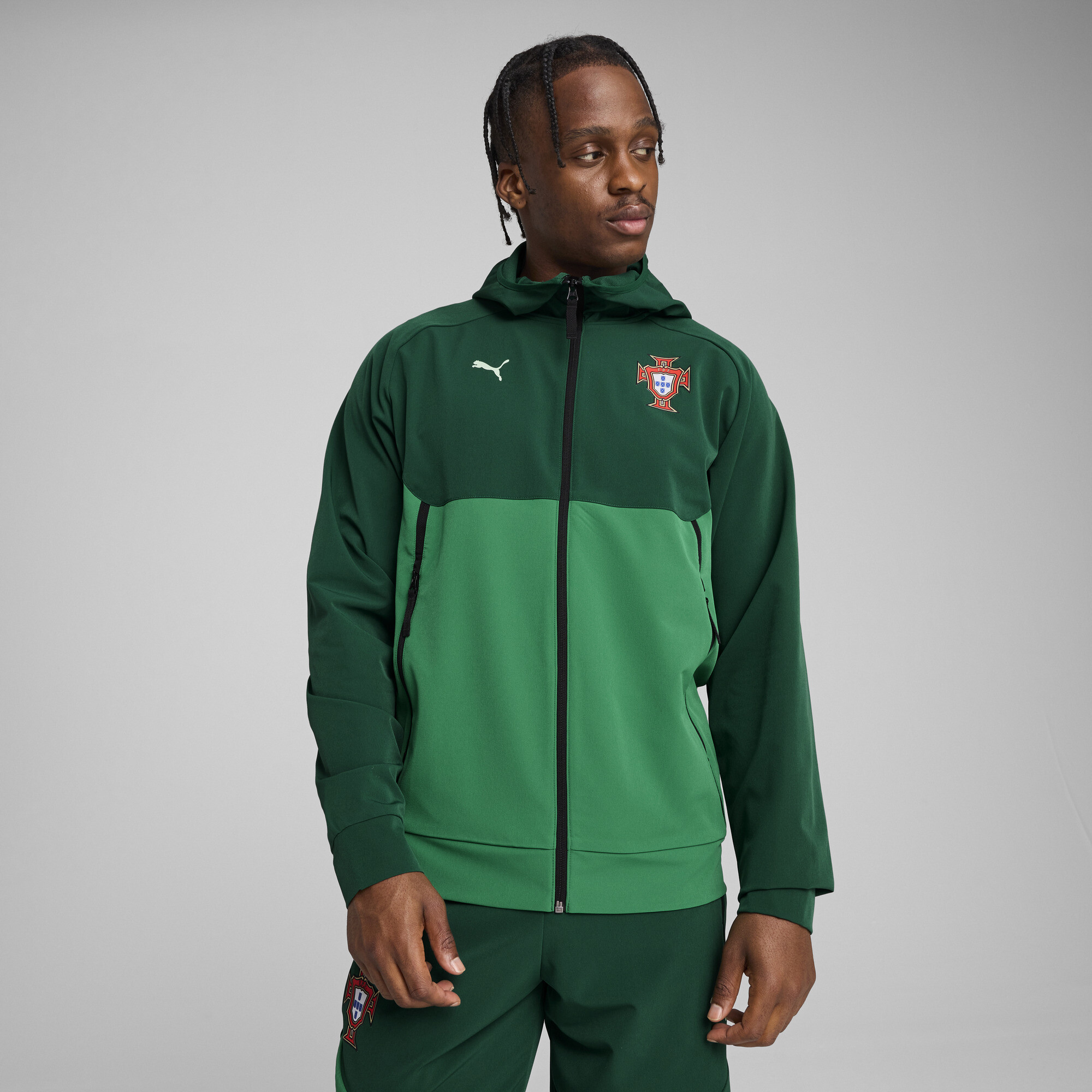 Portugal PumaTECH Trainingsjacke Herren | Mit Color Blocking | Green Lagoon/Botanic Green | Größe: L