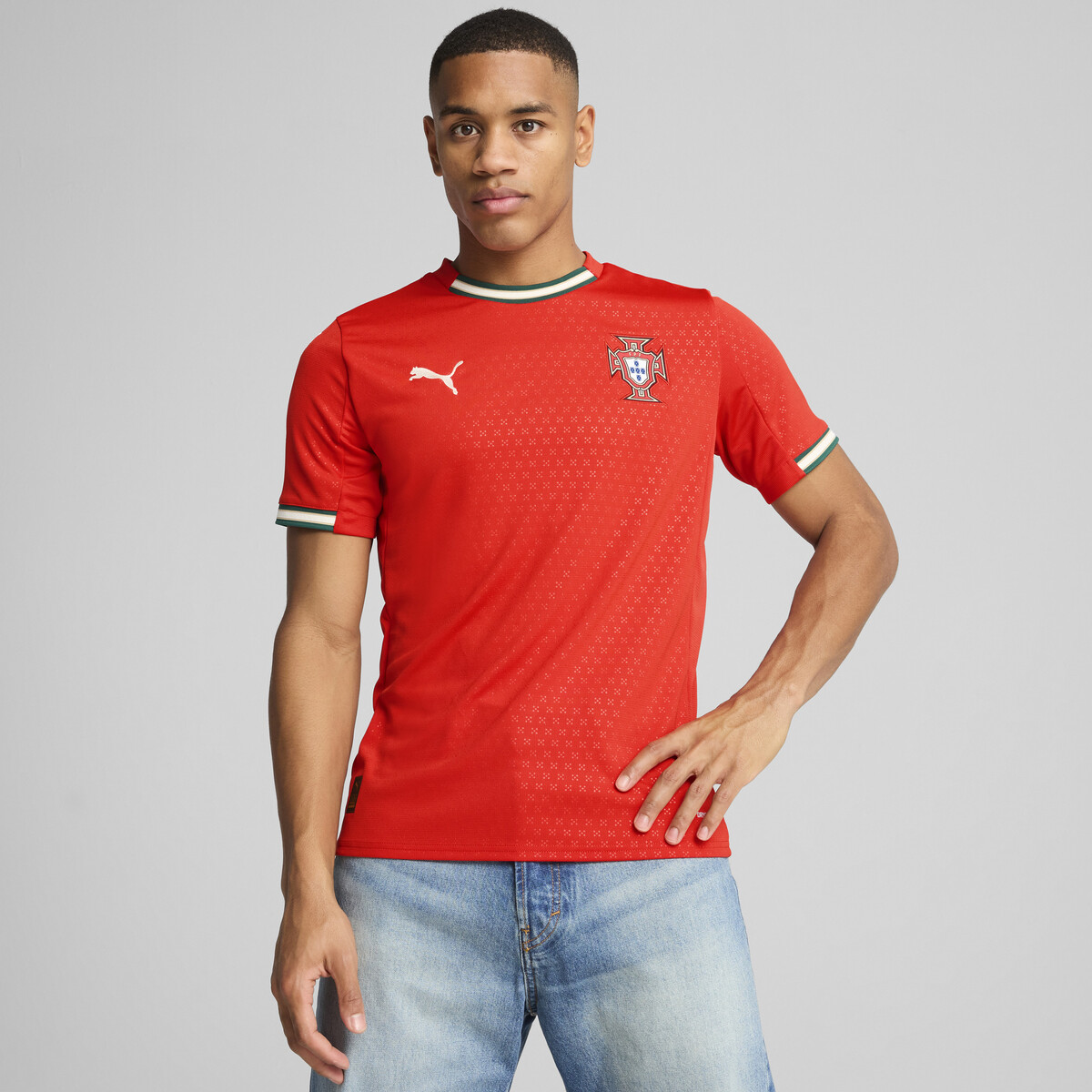 Portugal 2025 Home Jersey Men in Sport Red/Sugared Almond by PUMA, XS
