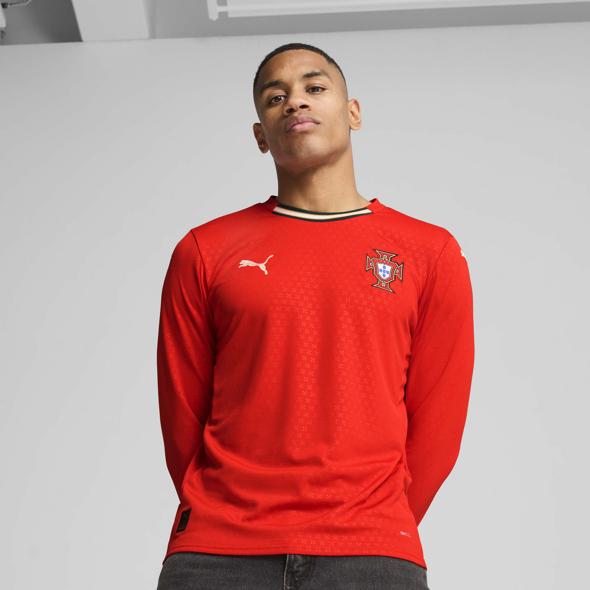 Puma Portugal 2025 Langarm-Heimtrikot Herren | Mit Other Pattern | Sport Red/Sugared Almond | Größe: XXL