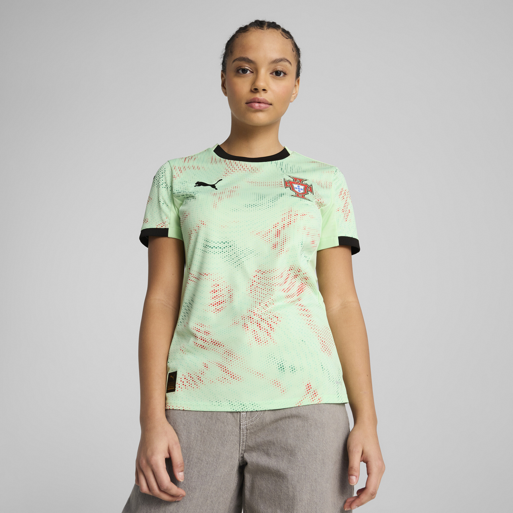 Puma Portugal Damenteam 2025 Auswärtstrikot Damen | Mit Print | Fresh Mint/Black | Größe: XL