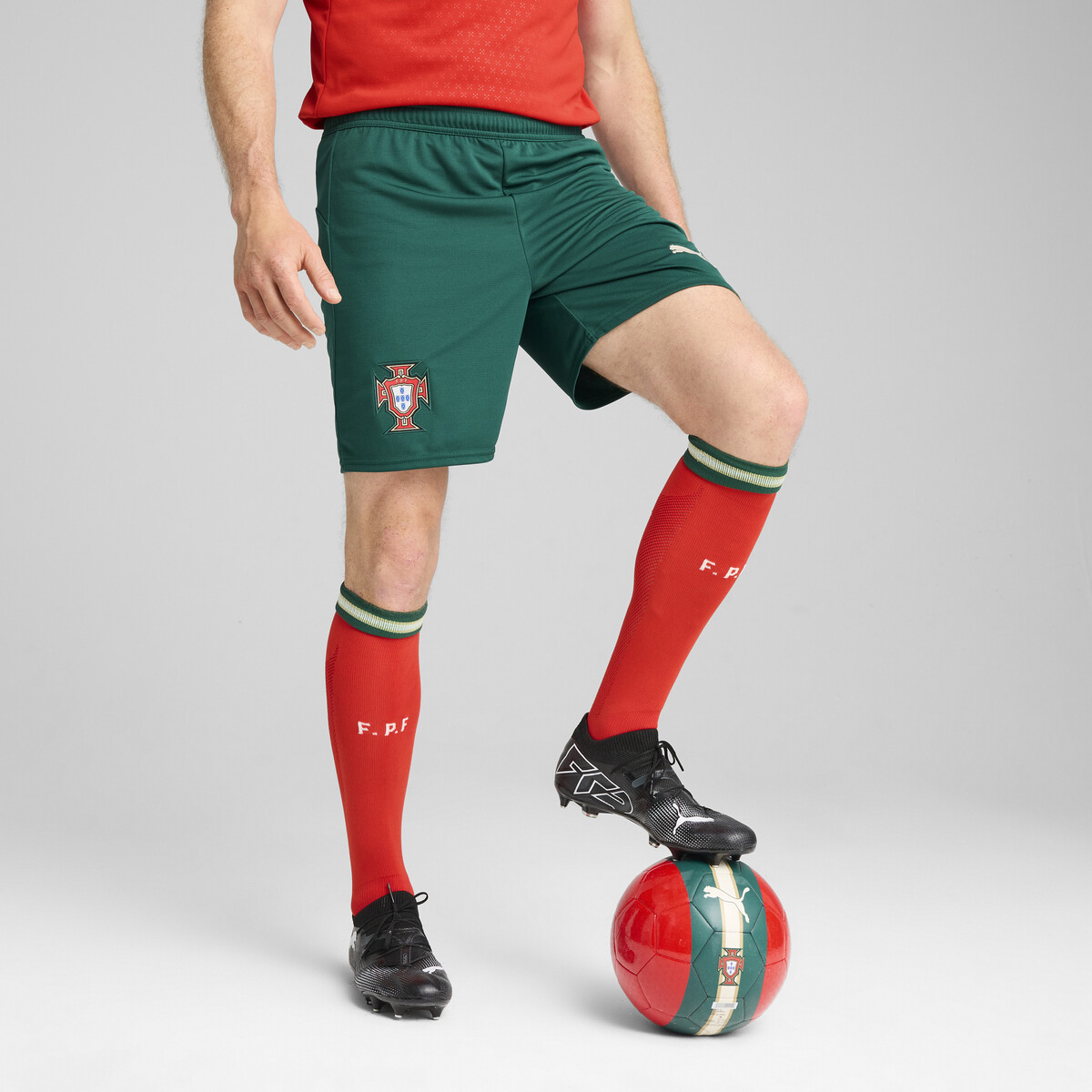 Portugal 2025 Shorts Men in Blessing Green/Sugared Almond by PUMA, Small