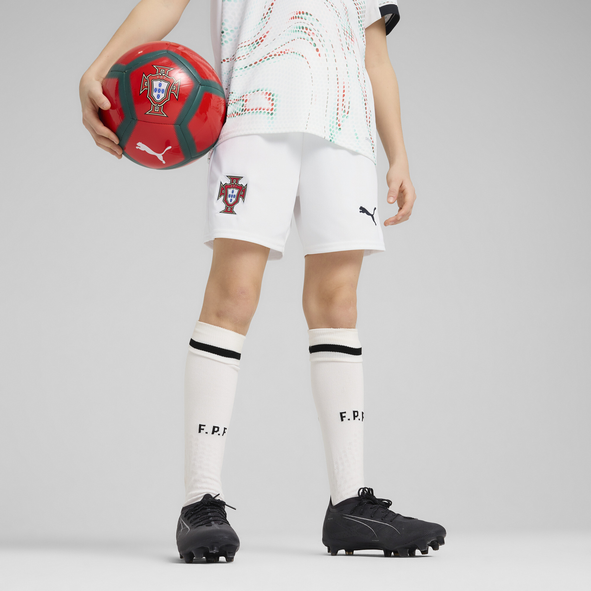 Puma Portugal 2025 Shorts Teenager Für Für Kinder | Mit Plain | White/Black | Größe: 13-14Y