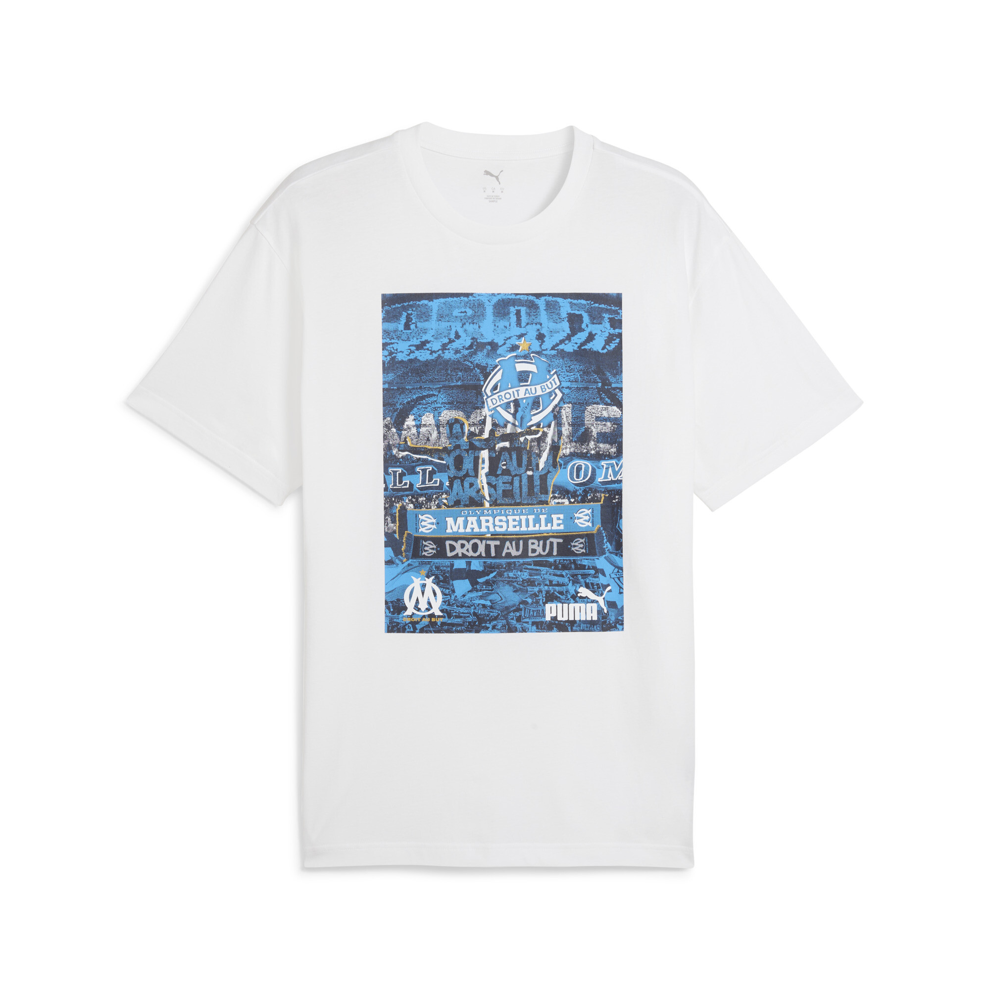 Puma Olympique de Marseille ftblNRGY+ T-Shirt Herren | White/Navy | Größe: M