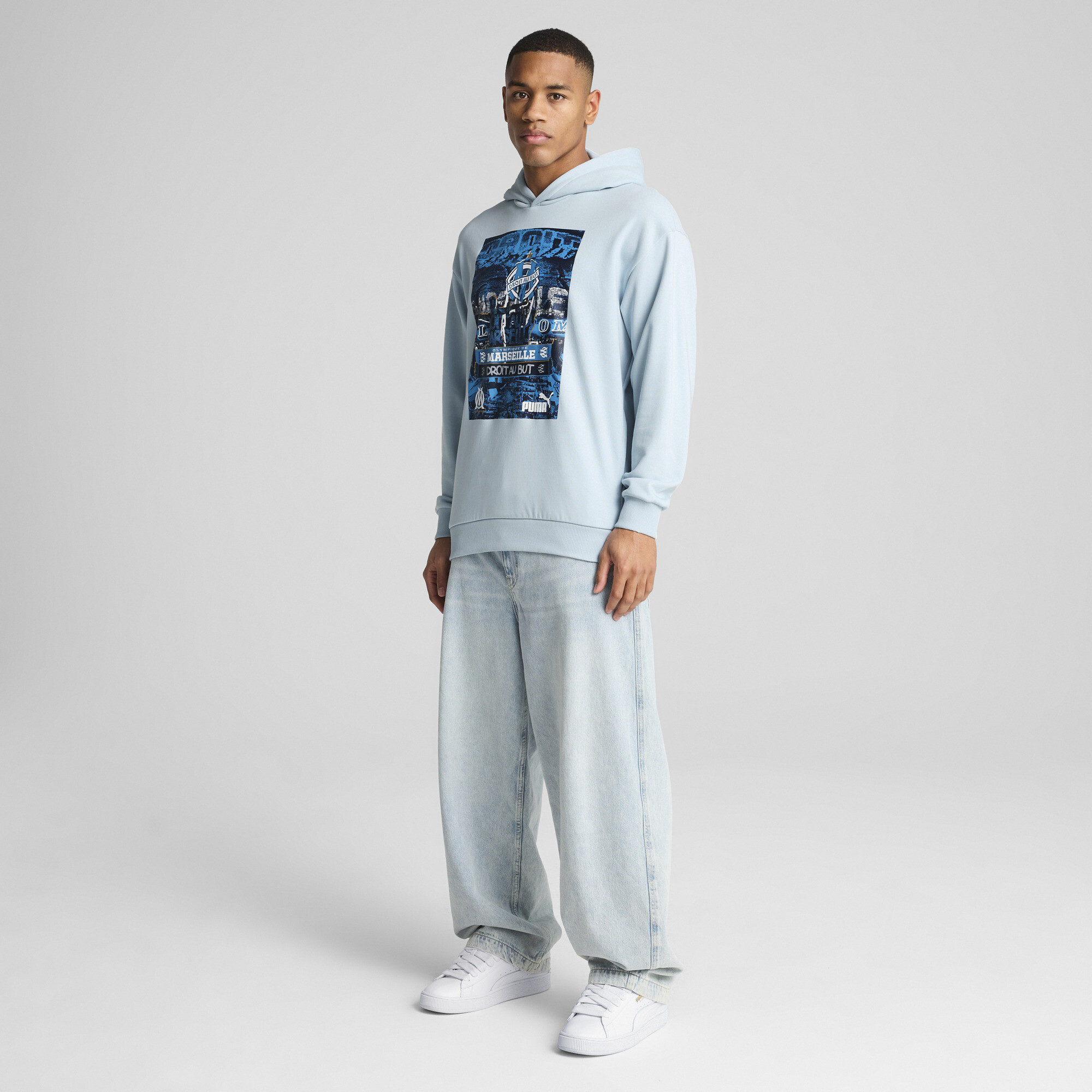 Olympique de Marseille ftblNRGY+ hoodie voor Heren, Blauw, Maat M | PUMA