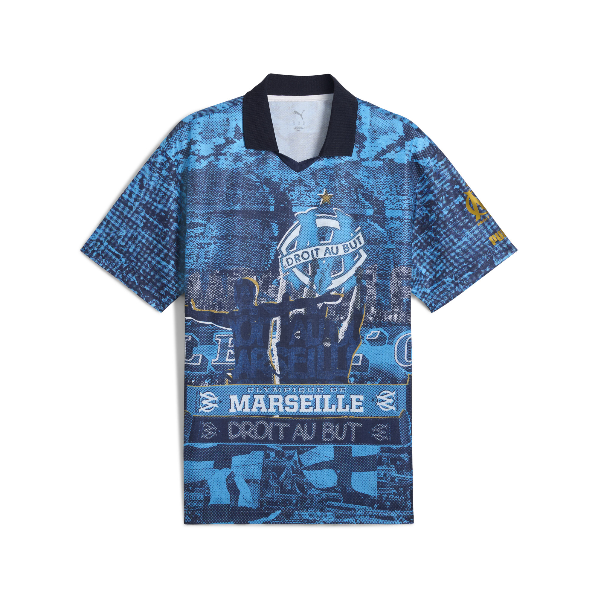 Puma Olympique de Marseille ftblNRGY+ Retro-Trikot Herren | Mit Print | Azure | Größe: L