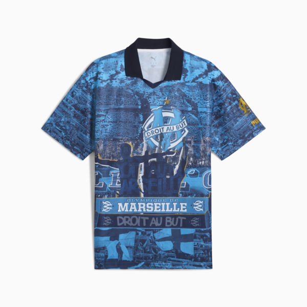 Olympique de Marseille ftblNRGY+ Retro Jersey Men, Bleu Azur, large-MEX