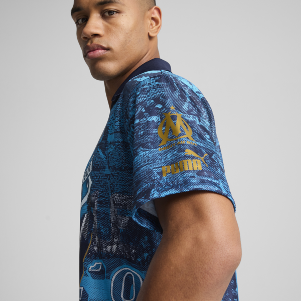 Olympique de Marseille ftblNRGY+ Retro Jersey Men, Bleu Azur, large-MEX