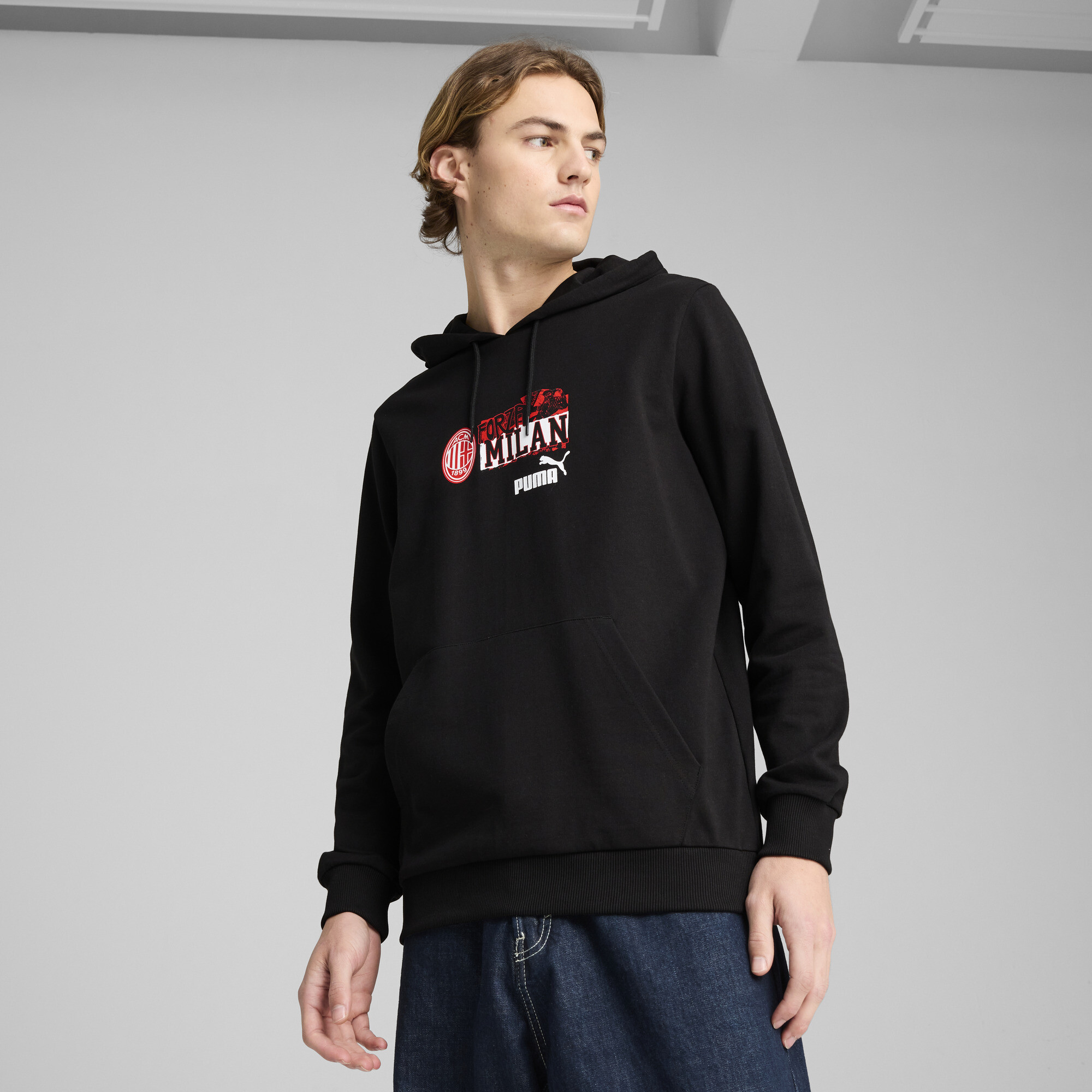 Puma AC Milan ftblNRGY Hoodie Herren | Mit Plain | Black/Red | Größe: L