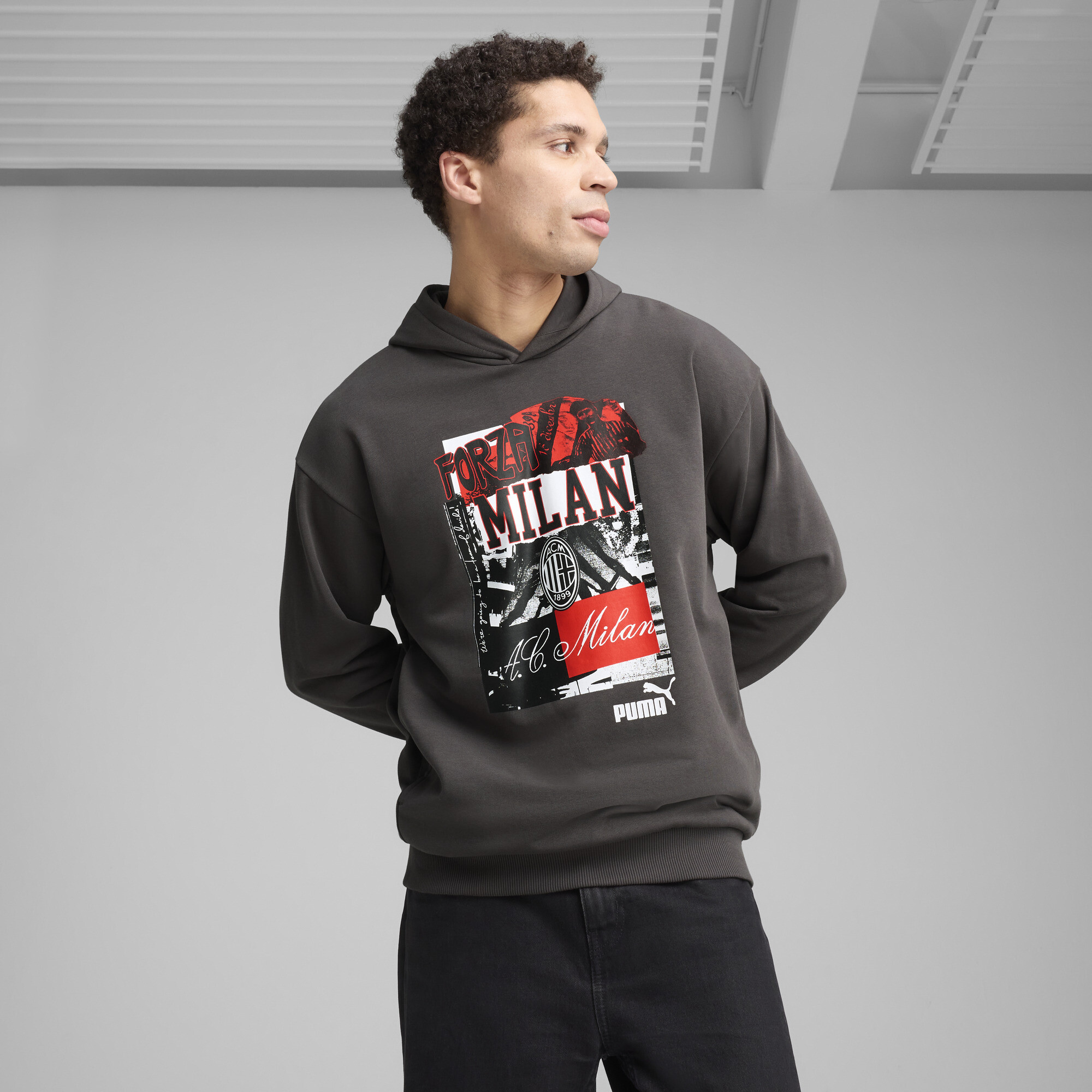 Puma AC Milan ftblNRGY+ Hoodie Herren | Shadow Gray/Black | Größe: S