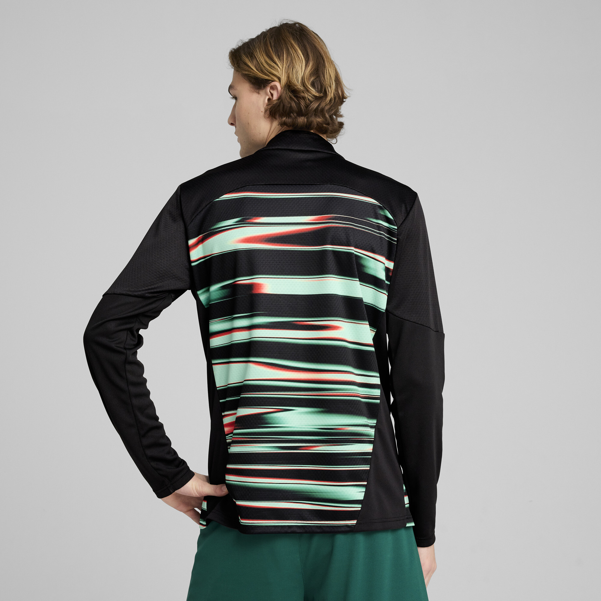 PUMA Portugal prematch-top met kwartrits voor Heren, Zwart/Wit, Maat XS thumbnail 6