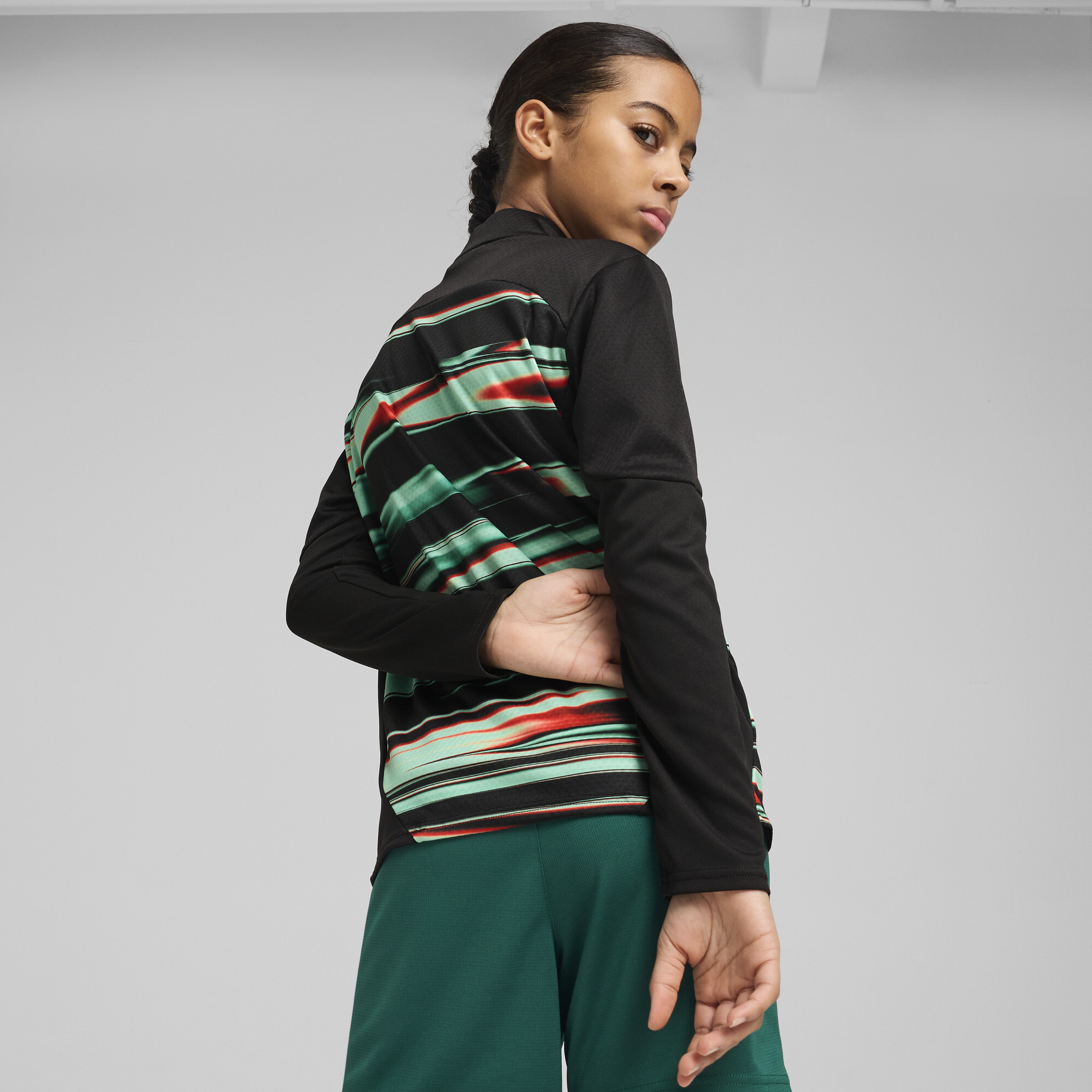 PUMA Portugal prematch-top met kwartrits, Zwart/Wit, Maat 13-14Y thumbnail 4