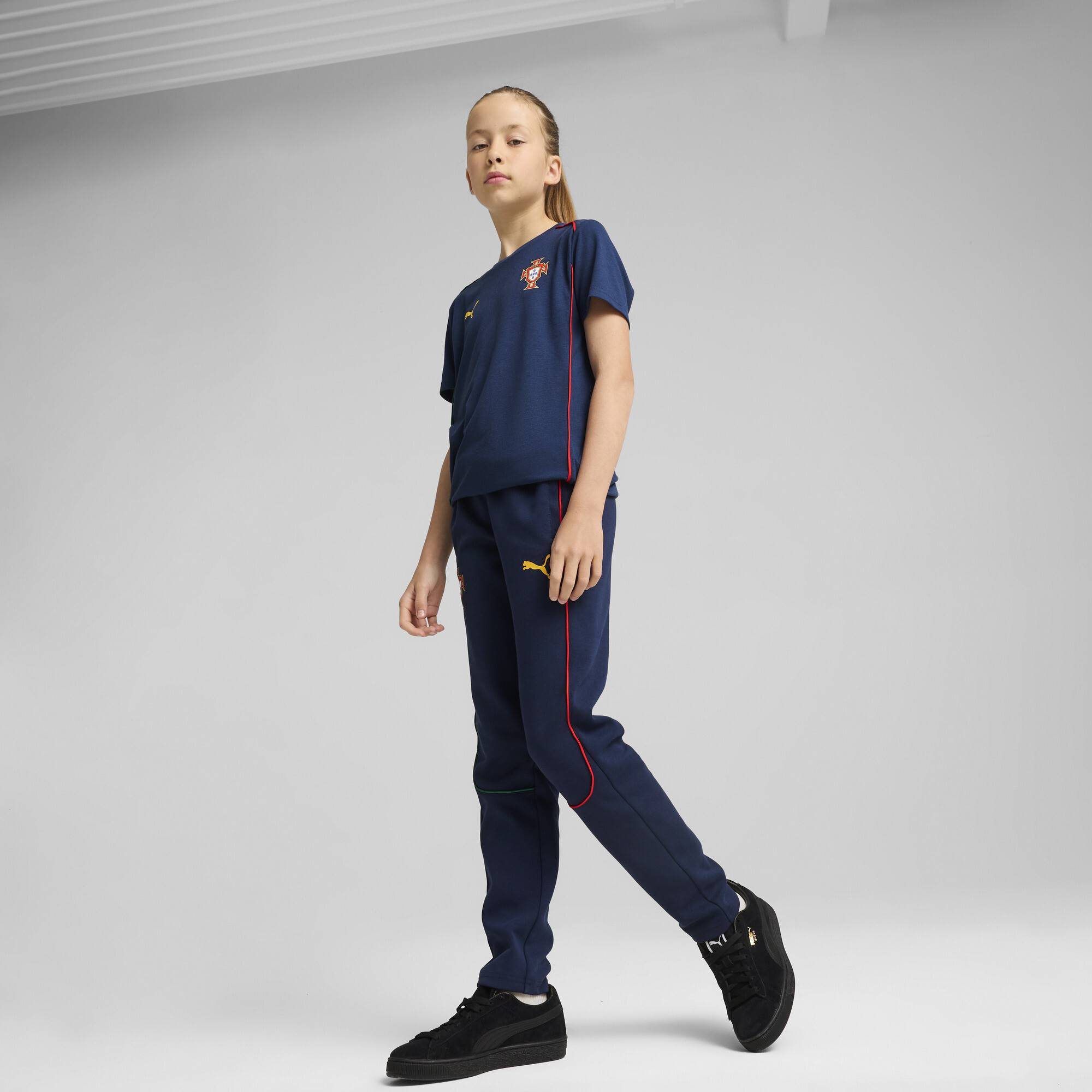 PUMA Portugal Casuals broek, Blauw/Geel, Maat 4-6M thumbnail 4