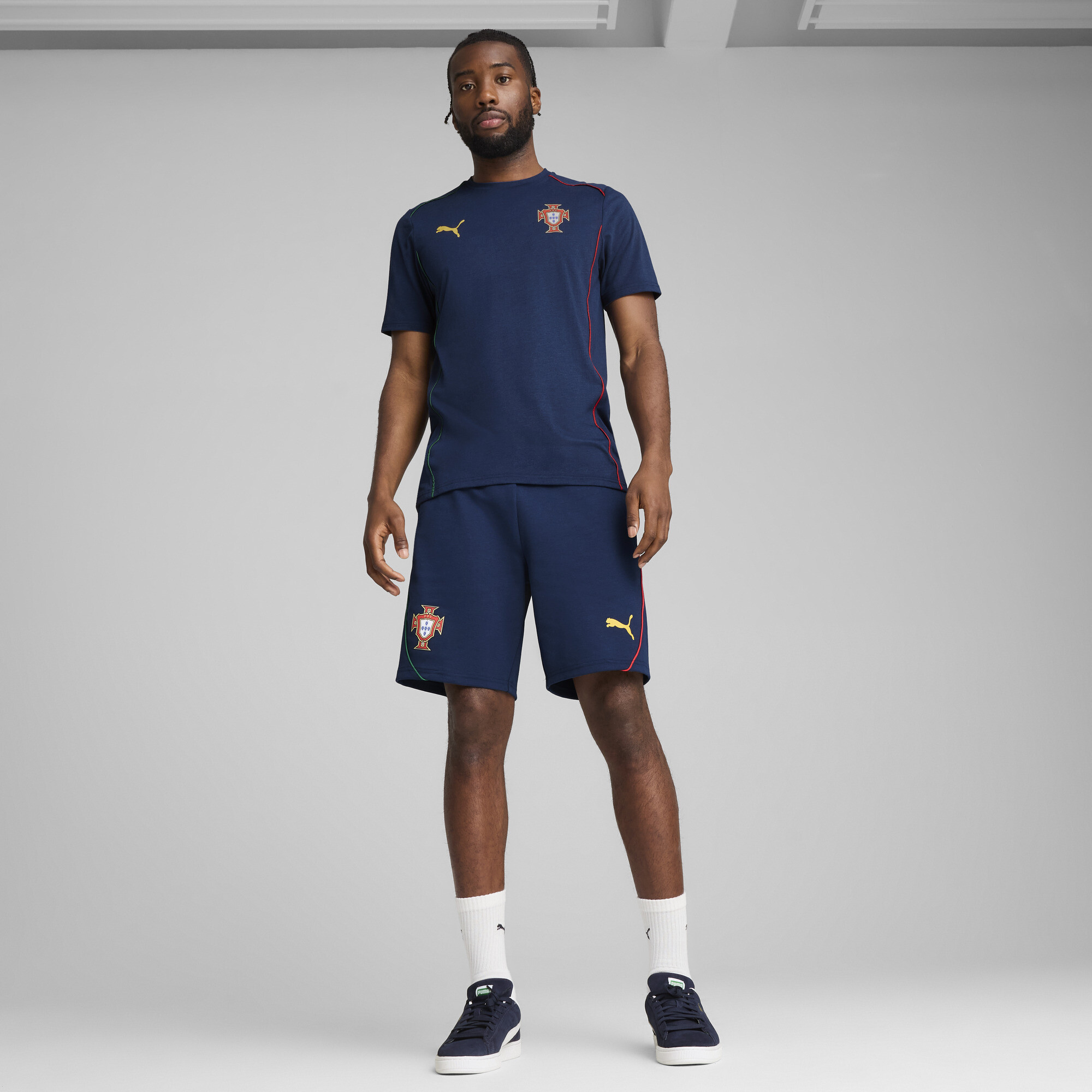 PUMA Portugal Casuals short voor Heren, Blauw/Geel, Maat S thumbnail 4