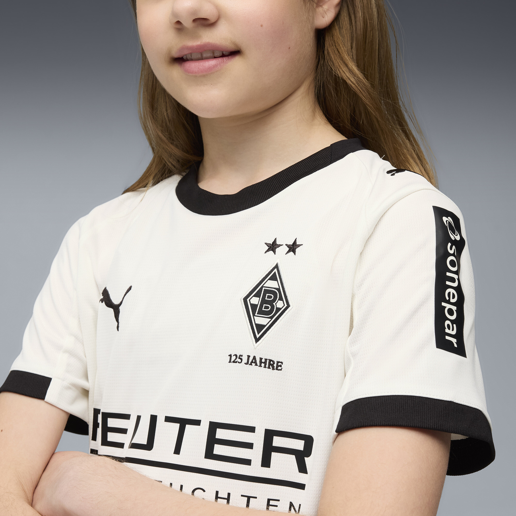 PUMA Borussia MÃ¶nchengladbach 25/26 thuisshirt, Zwart/Wit, Maat 11-12Y thumbnail 6