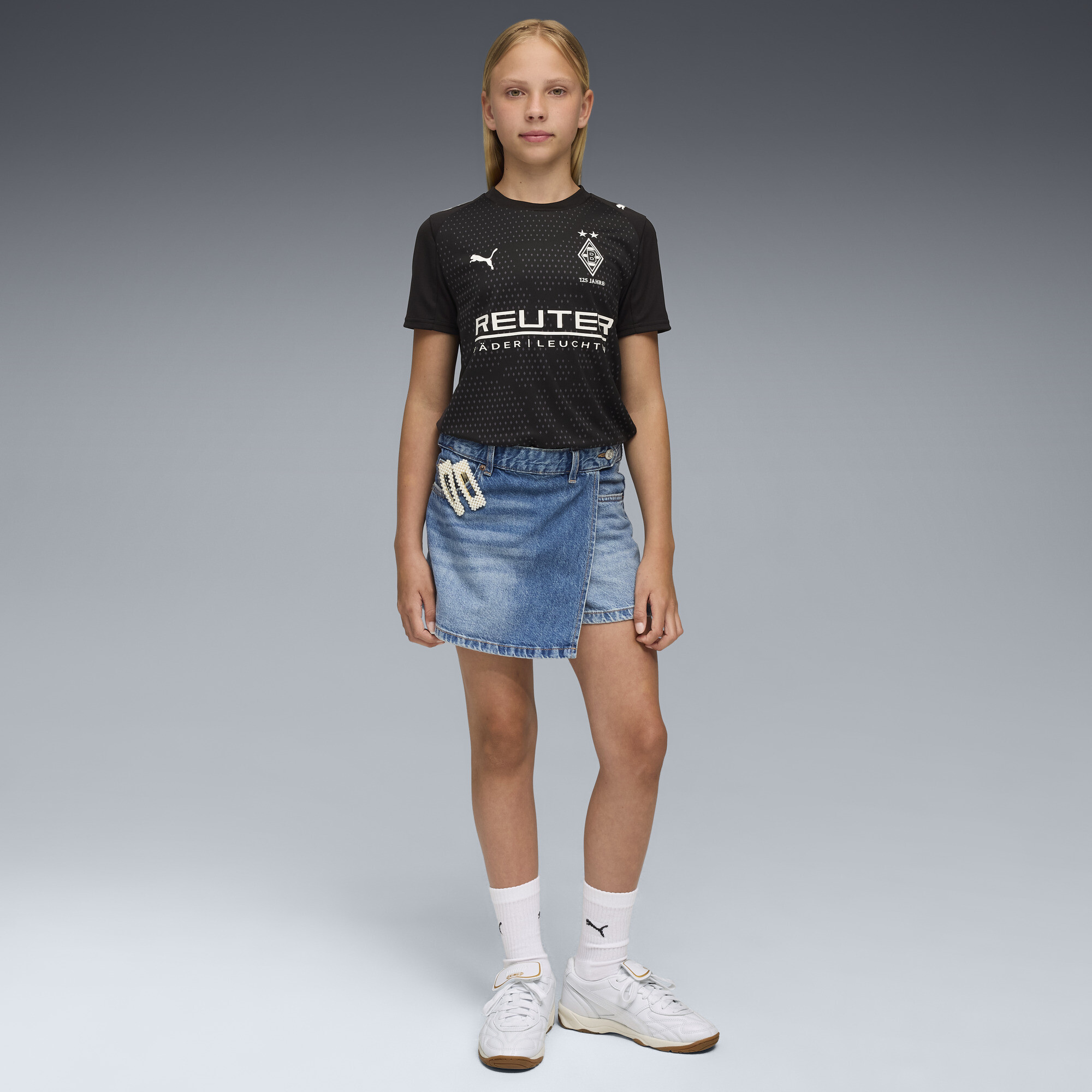 PUMA Borussia MÃ¶nchengladbach 25/26 derde voetbalshirt, Zwart/Wit, Maat 7-8Y thumbnail 5