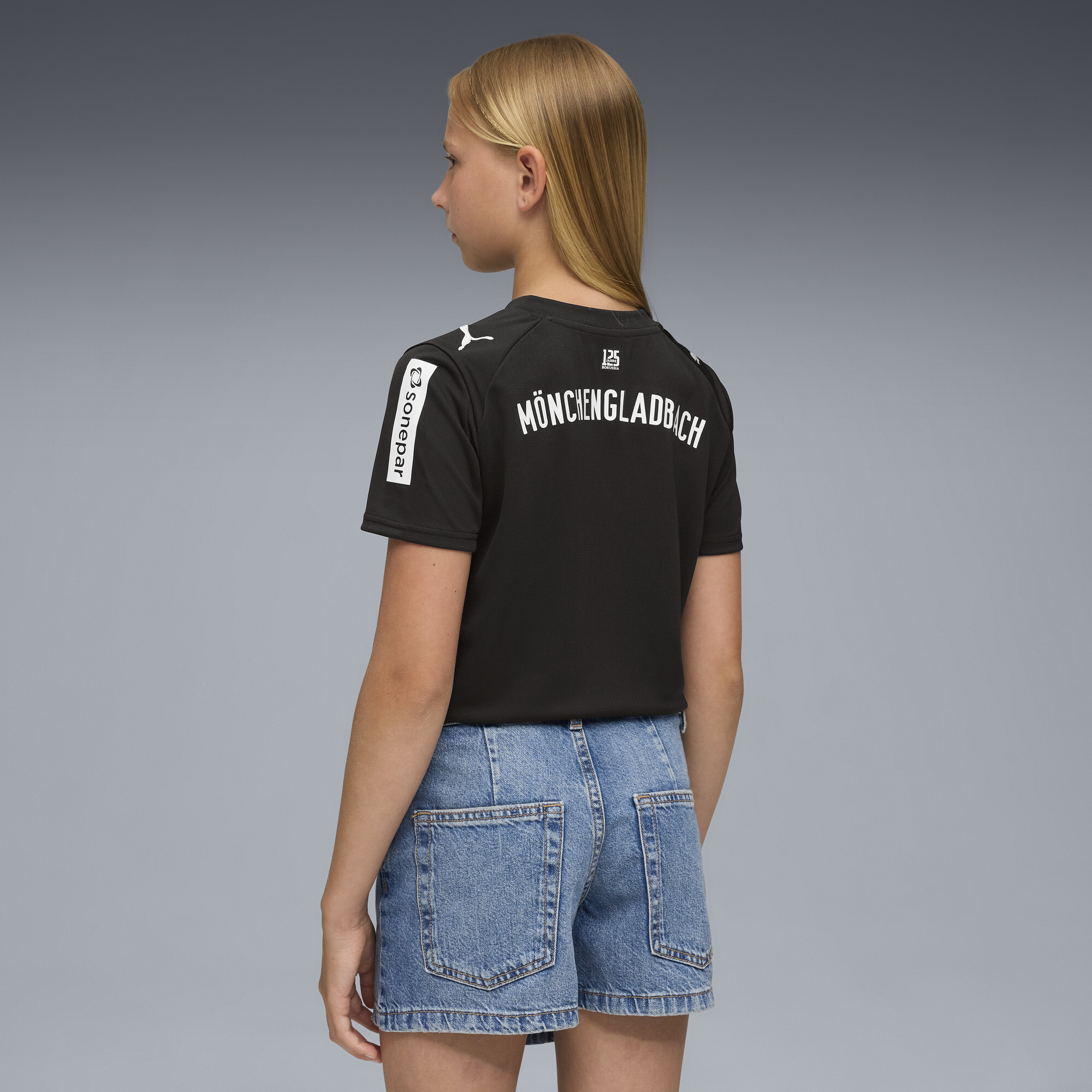 PUMA Borussia MÃ¶nchengladbach 25/26 derde voetbalshirt, Zwart/Wit, Maat 7-8Y thumbnail 4