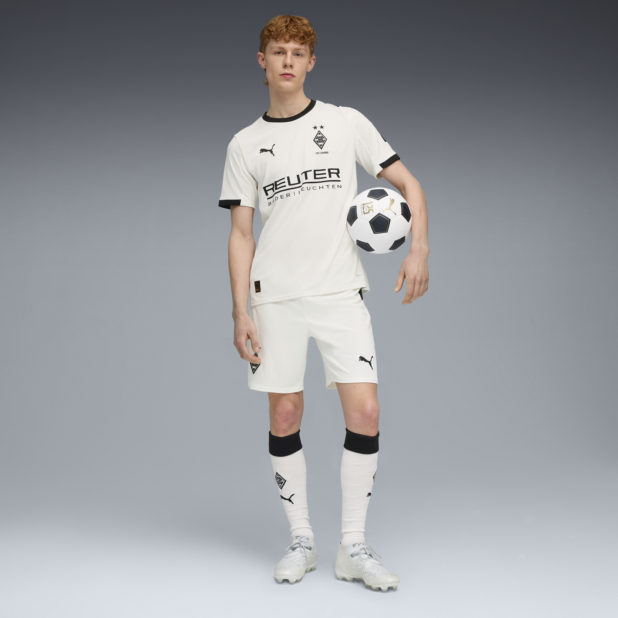PUMA Borussia MÃ¶nchengladbach 25/26 short voor Heren, Zwart/Wit, Maat L thumbnail 4