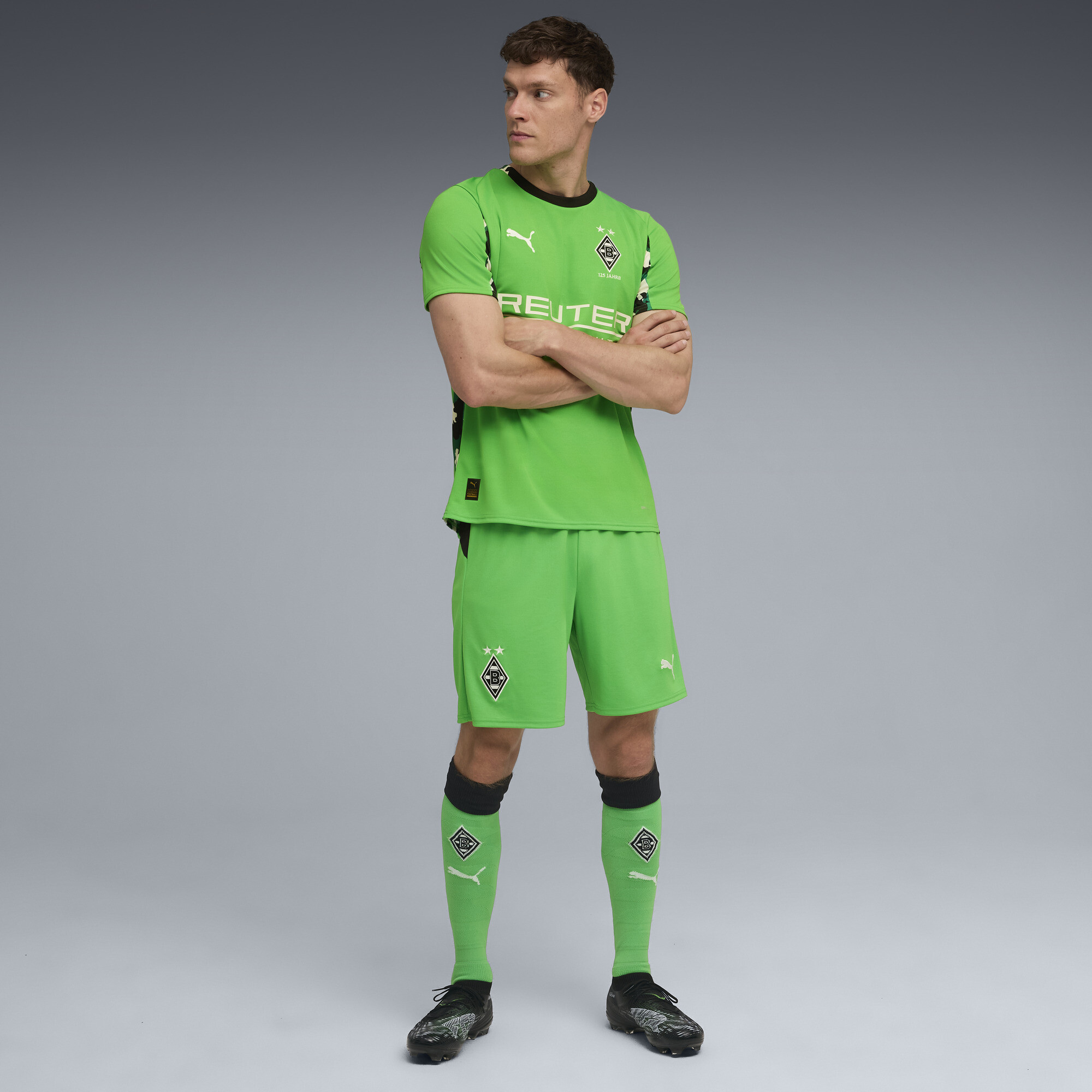 PUMA Borussia MÃ¶nchengladbach 25/26 short voor Heren, Groen/Wit, Maat L thumbnail 4