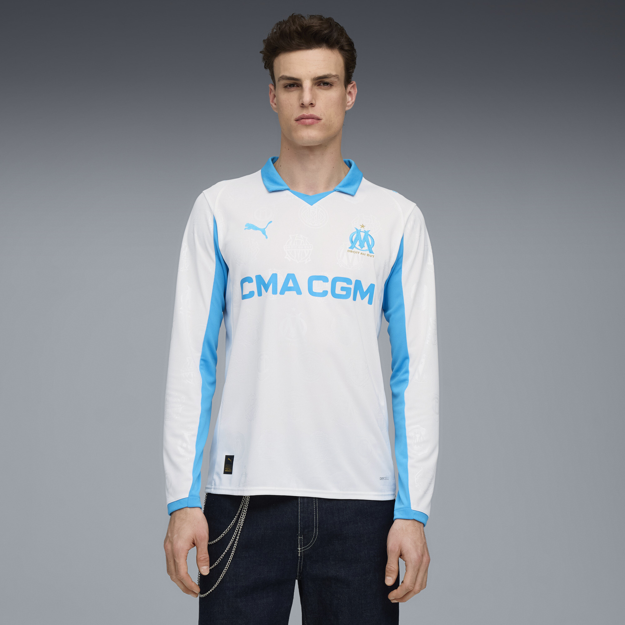 PUMA Olympique de Marseille 25/26 thuisshirt met lange mouwen voor Heren, Blauw/Wit, Maat 3XL thumbnail 4