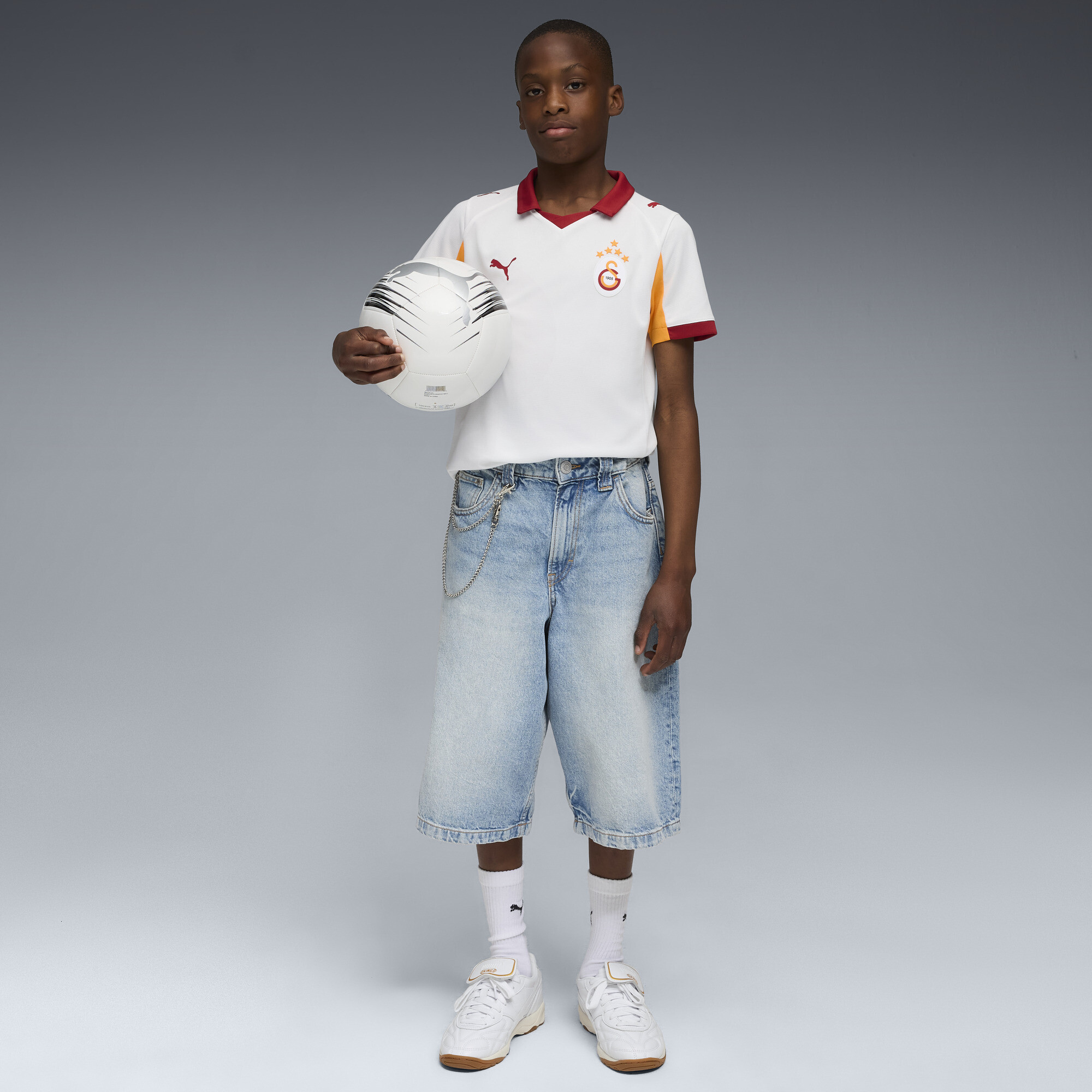 PUMA Galatasaray SK 25/26 uitshirt, Wit/Oranje, Maat 11-12Y thumbnail 6