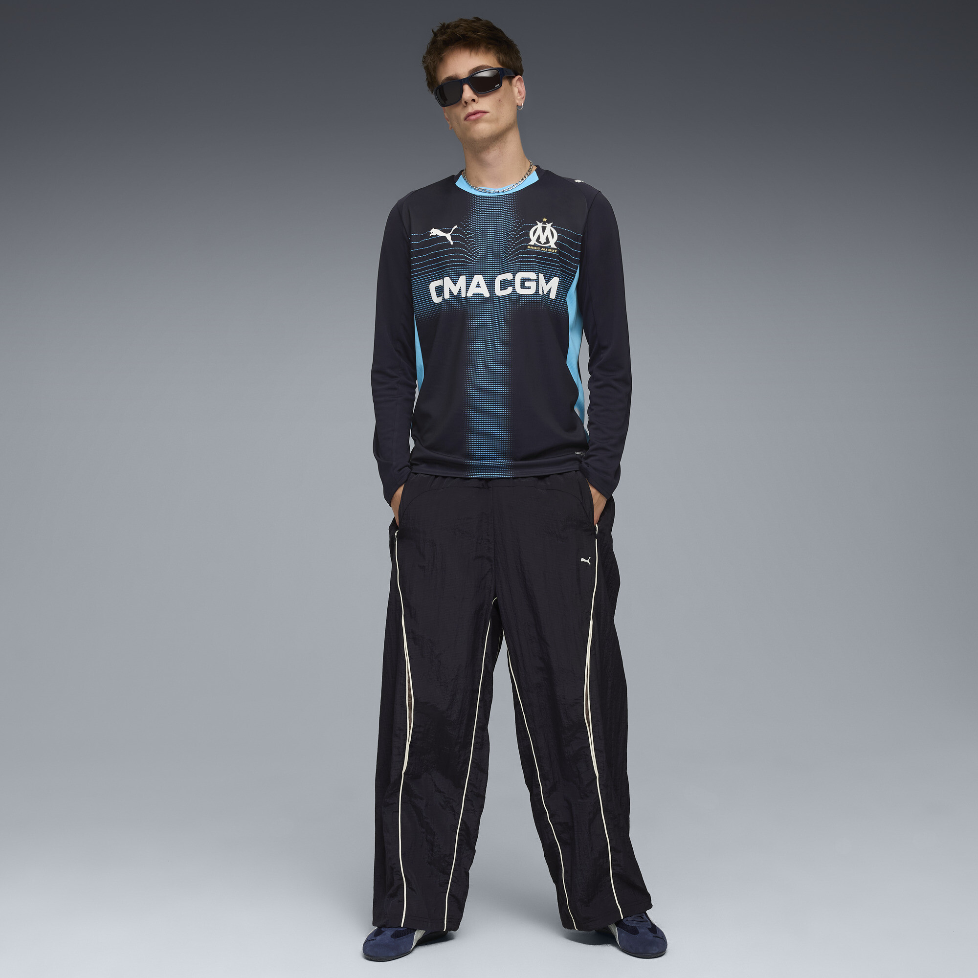 PUMA Olympique de Marseille 25/26 uitshirt met lange mouwen voor Heren, Blauw, Maat XXL thumbnail 4