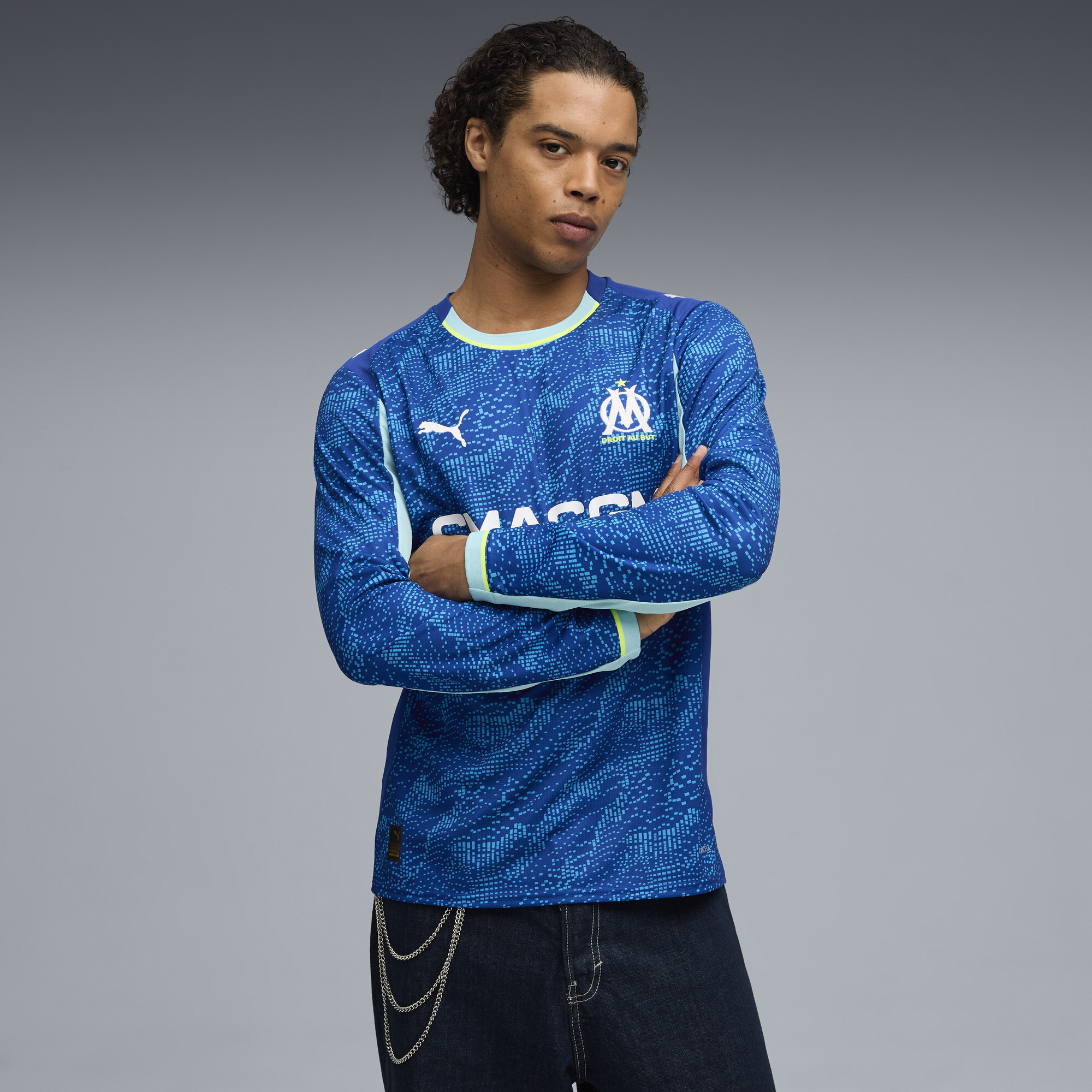 PUMA Olympique de Marseille 25/26 derde shirt met lange mouwen voor Heren, Blauw, Maat S thumbnail 4