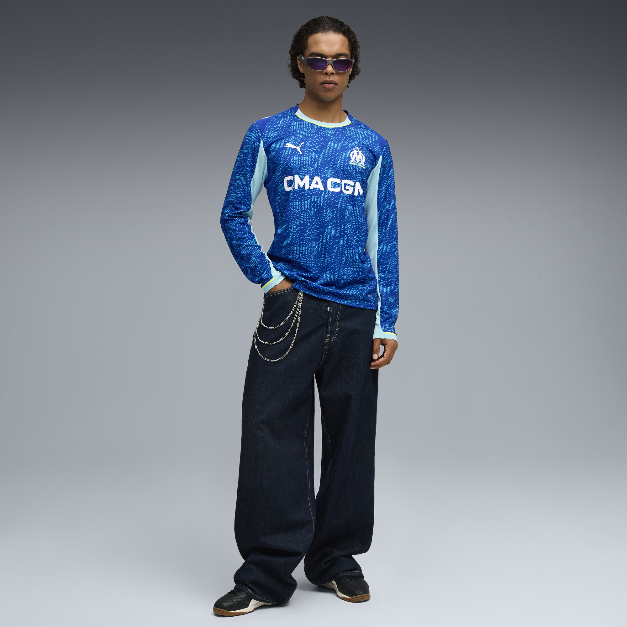 PUMA Olympique de Marseille 25/26 derde shirt met lange mouwen voor Heren, Blauw, Maat S thumbnail 2