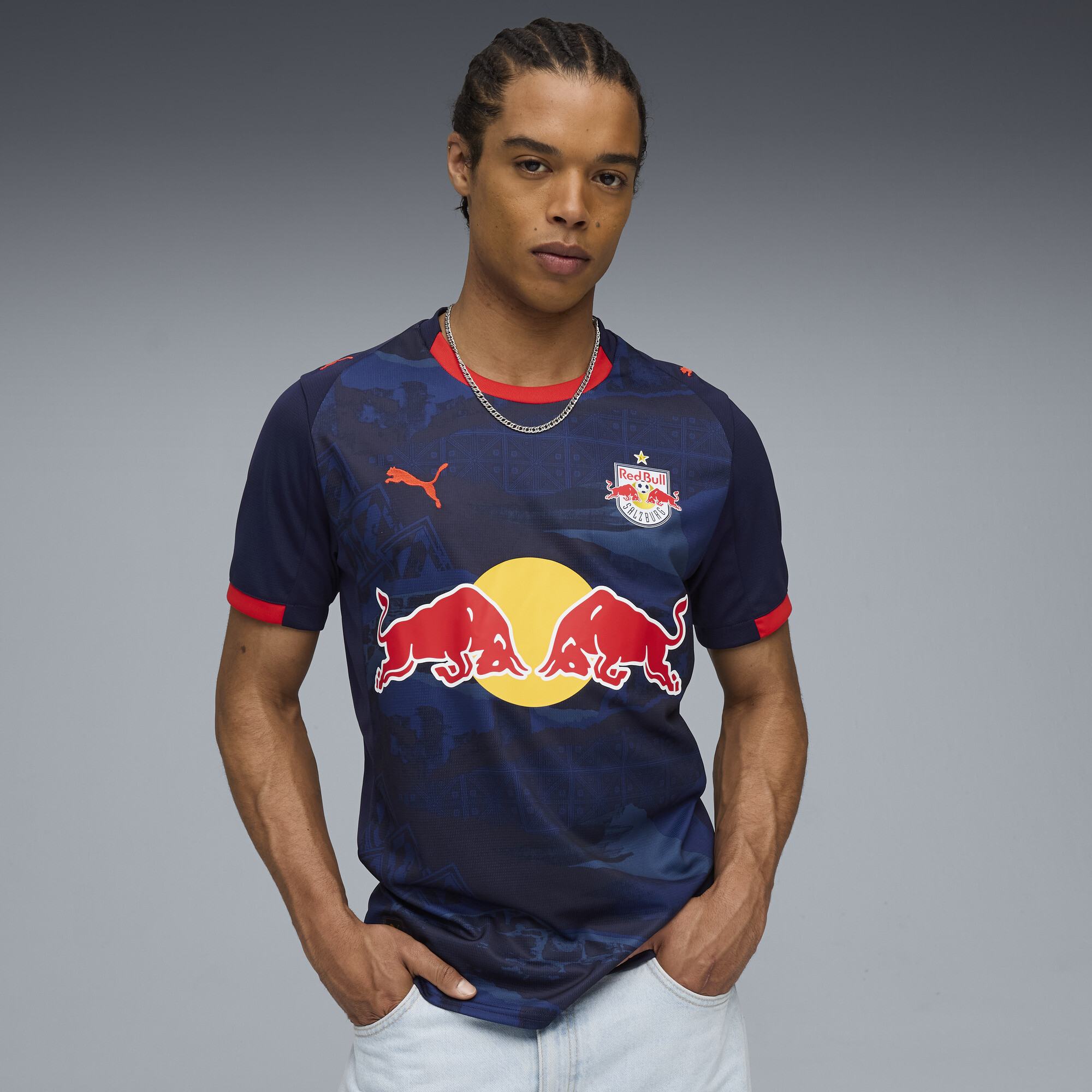 PUMA FC Rood Bull Salzburg 25/26 uitshirt voor Heren, Blauw/Rood, Maat L thumbnail 6