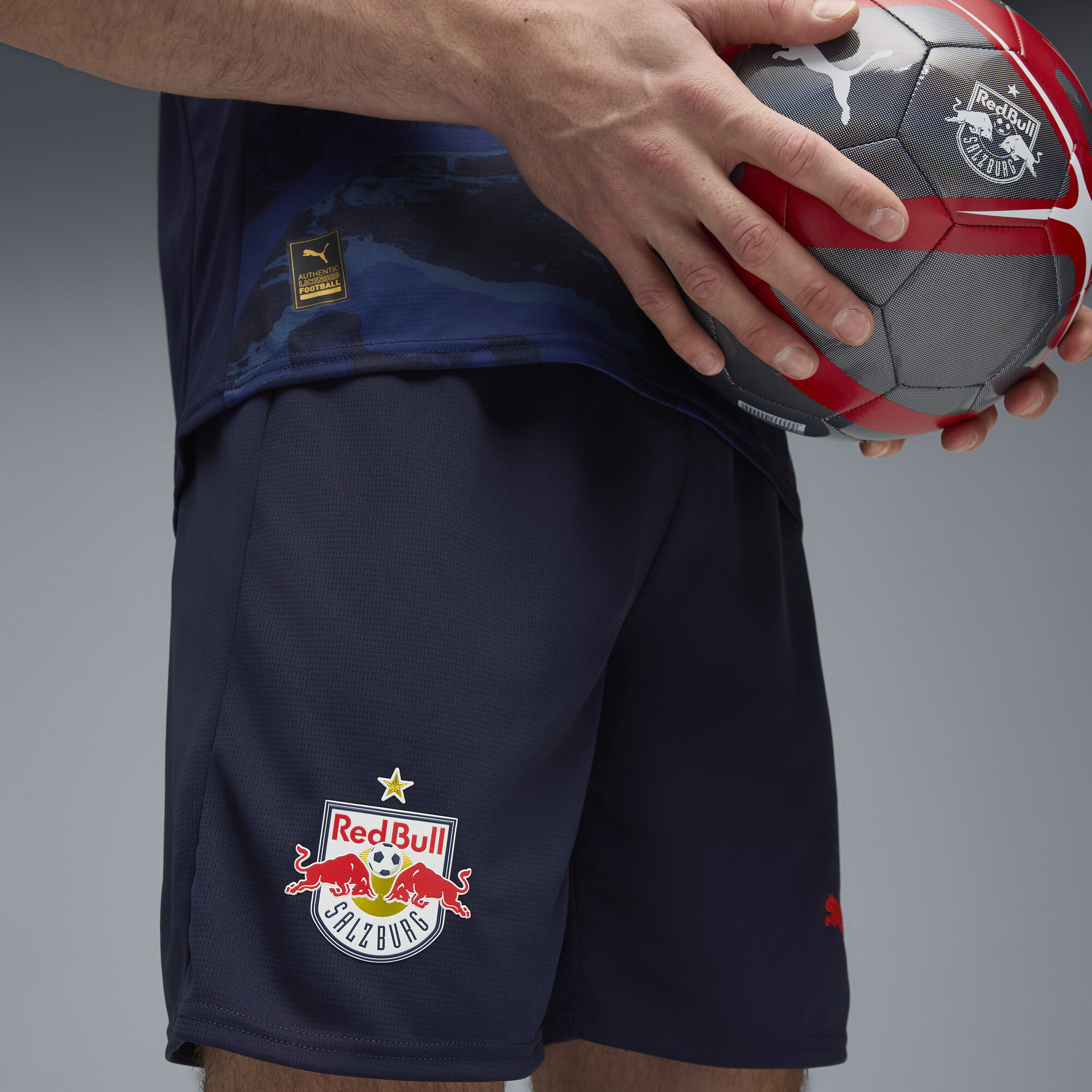 PUMA FC Rood Bull Salzburg 25/26 short voor Heren, Blauw/Rood, Maat XS thumbnail 5