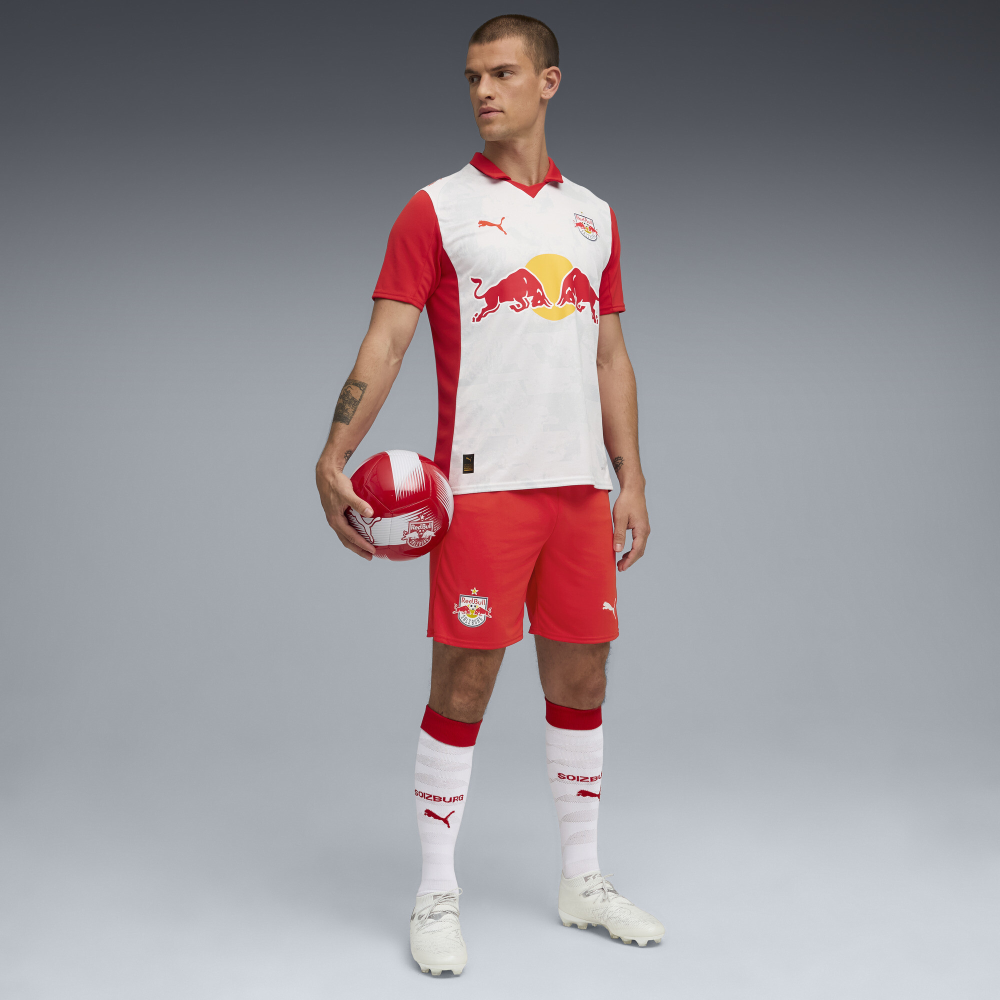PUMA FC Rood Bull Salzburg 25/26 short voor Heren, Rood/Wit, Maat L thumbnail 4
