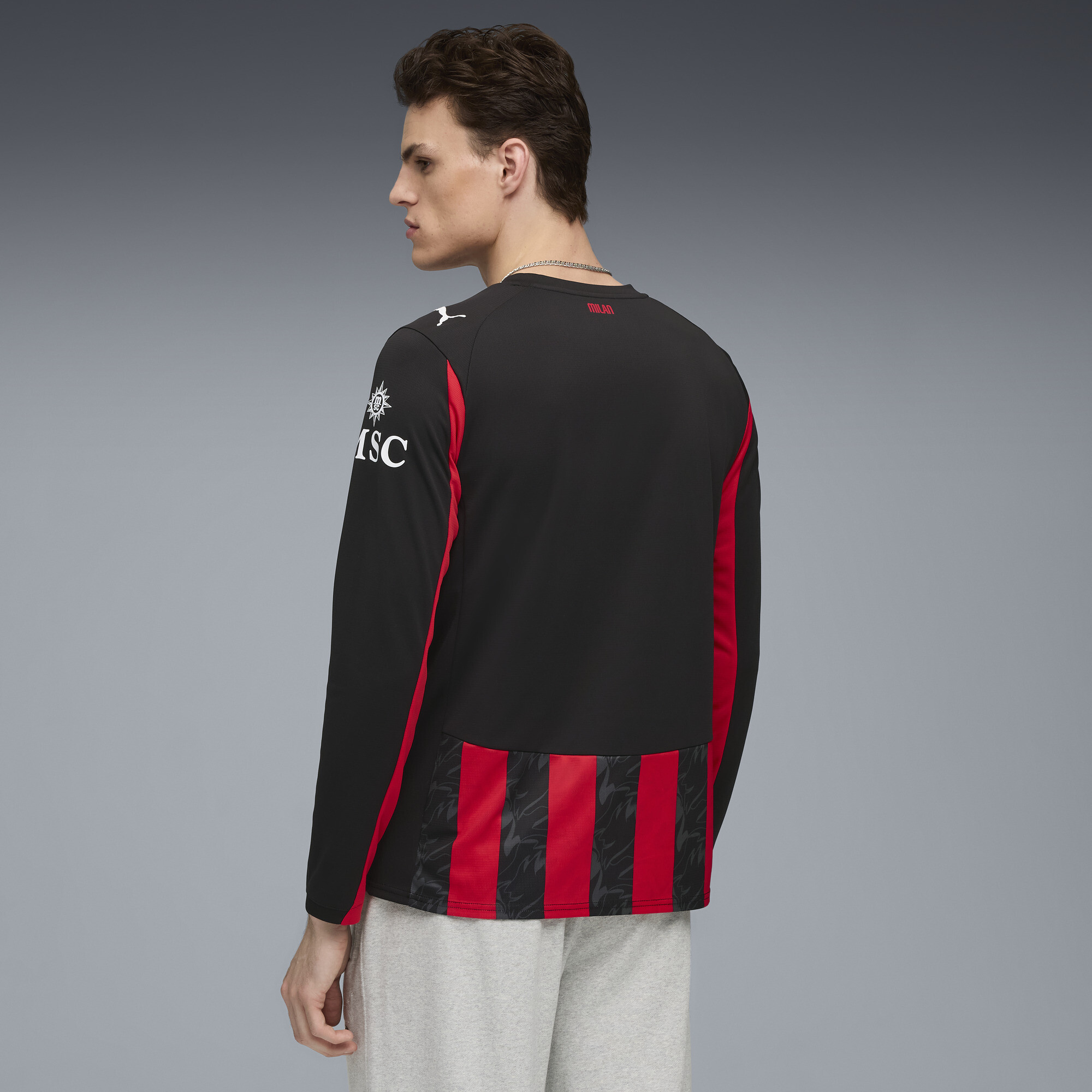 PUMA AC Milan 25/26 thuisshirt met lange mouwen voor Heren, Zwart/Rood, Maat S thumbnail 3