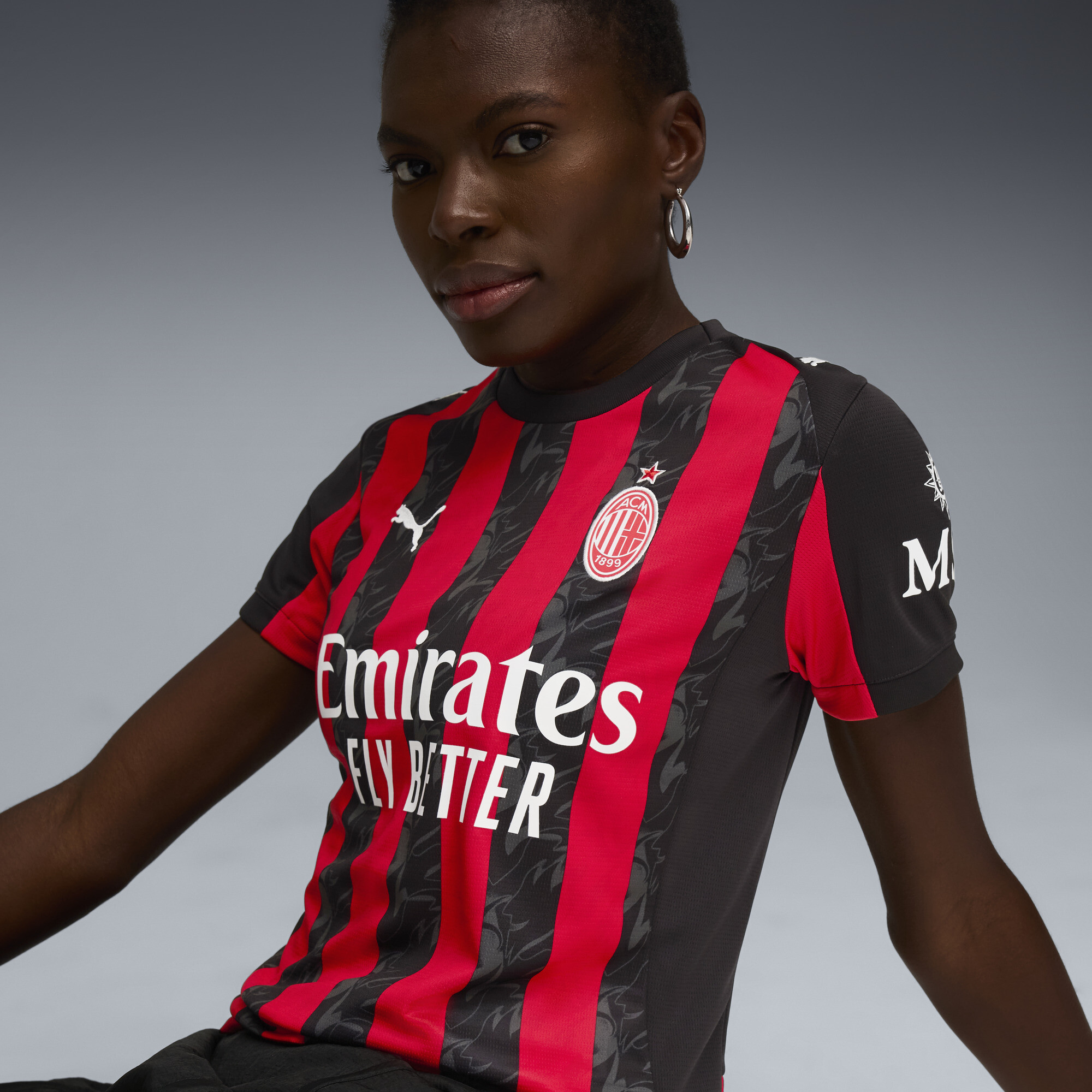 PUMA AC Milan 25/26 thuisshirt voor Dames, Zwart/Rood, Maat XXS thumbnail 3