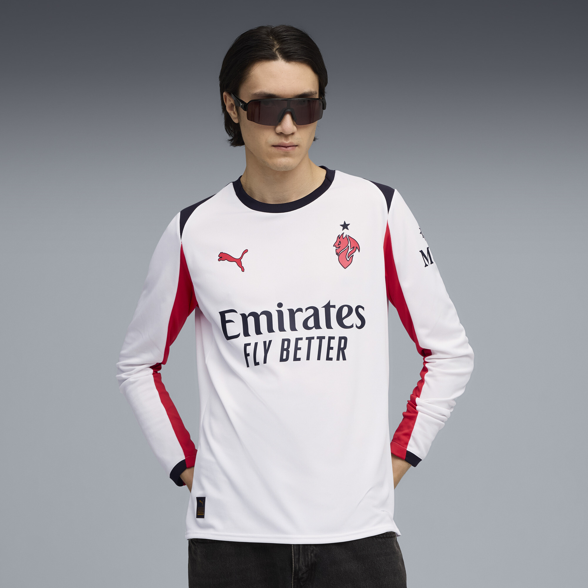 PUMA AC Milan 25/26 uitshirt met lange mouwen voor Heren, Rood/Wit, Maat L thumbnail 6