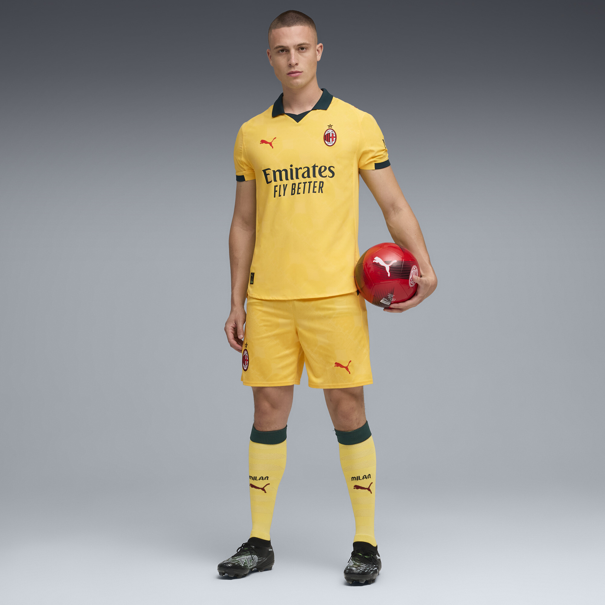 PUMA AC Milan 25/26 short voor Heren, Geel, Maat XS thumbnail 4