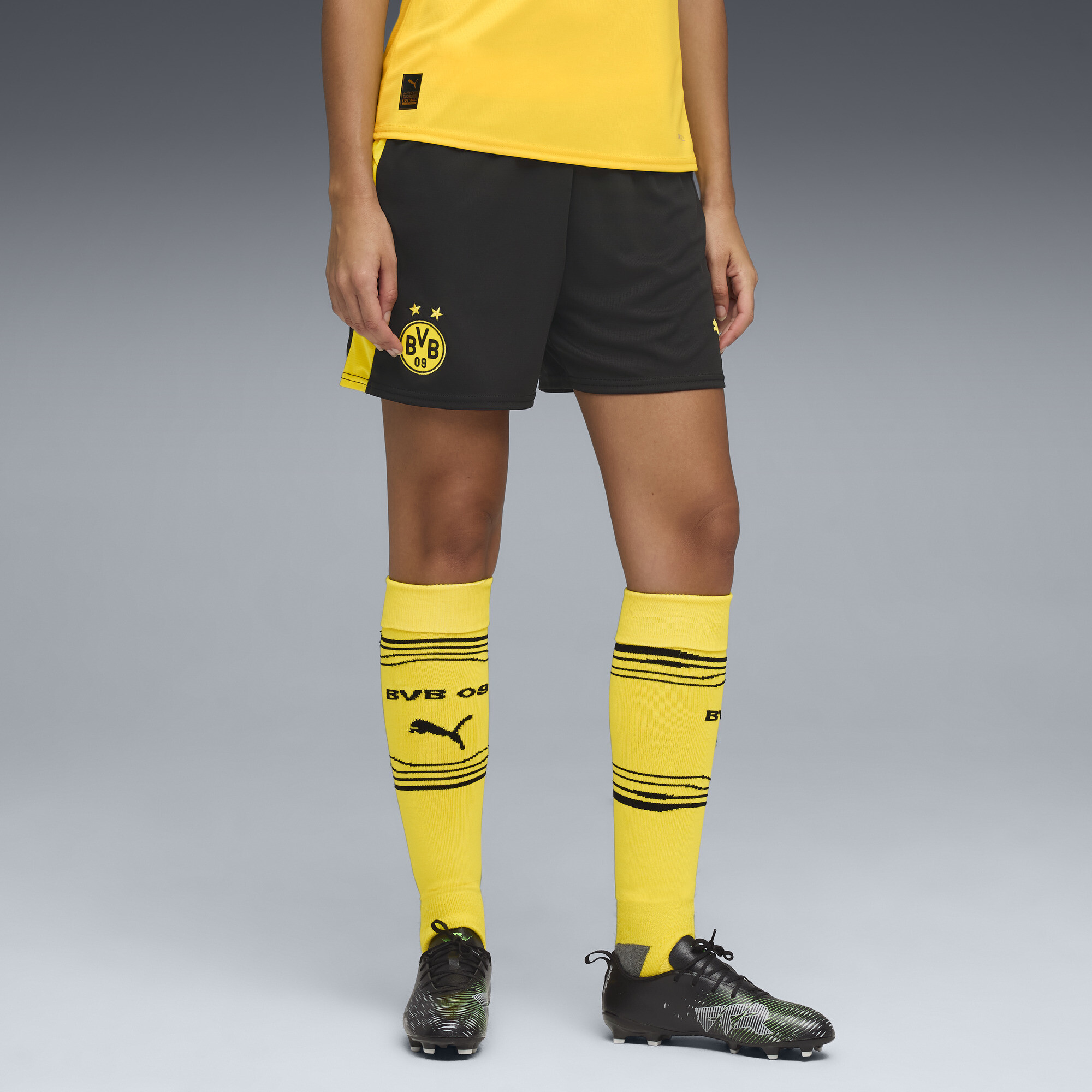 PUMA Borussia Dortmund 25/26 short voor Dames, Zwart/Geel, Maat XS thumbnail 5
