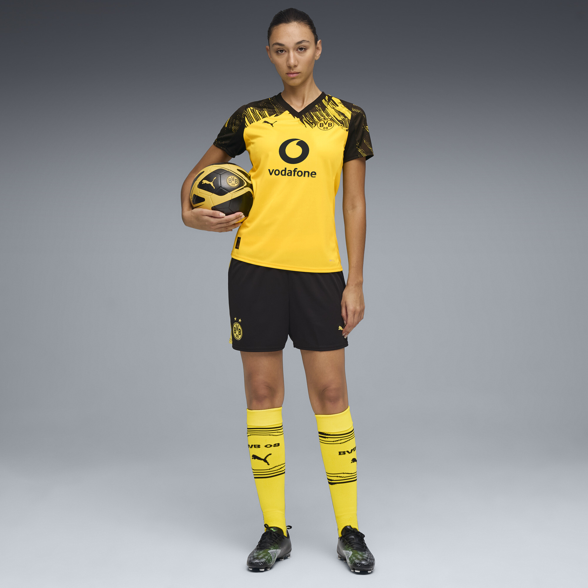 PUMA Borussia Dortmund 25/26 short voor Dames, Zwart/Geel, Maat XS thumbnail 3
