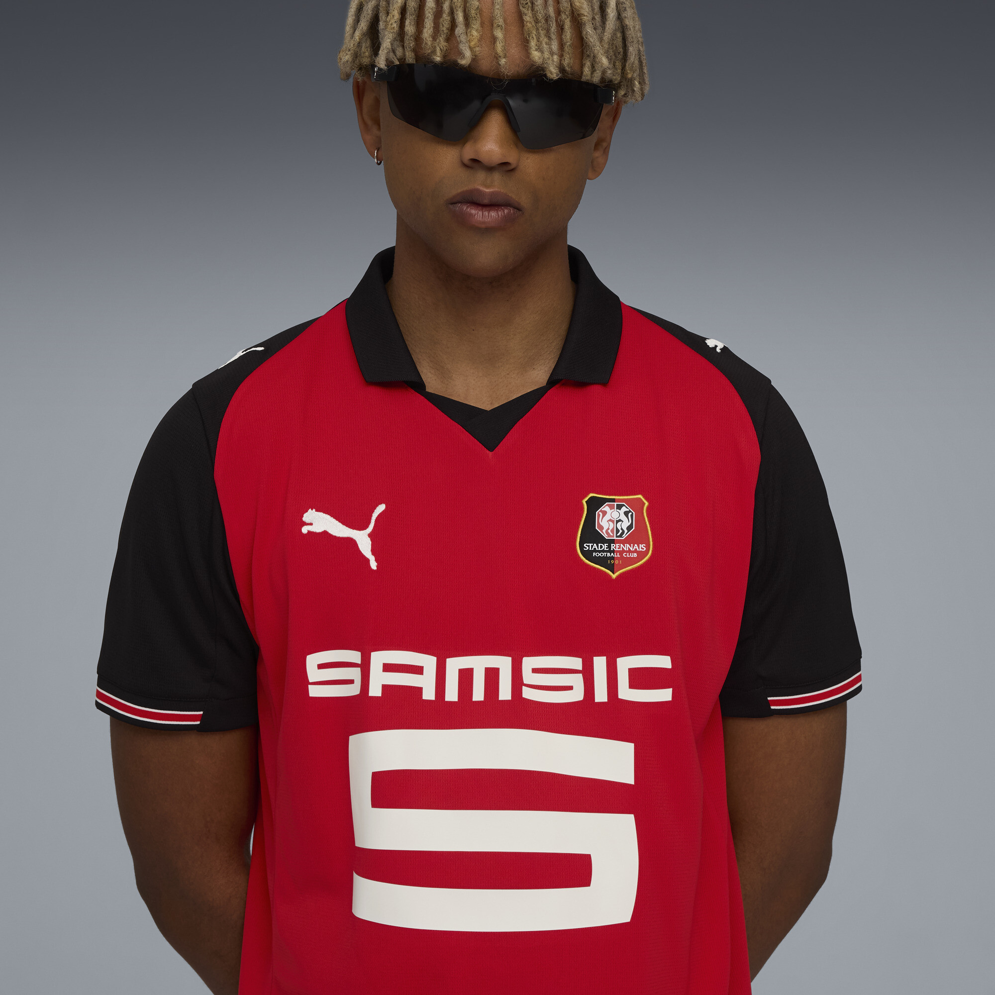 PUMA Stade Rennais FC 25/26 thuisshirt voor Heren, Zwart/Rood, Maat XL thumbnail 5