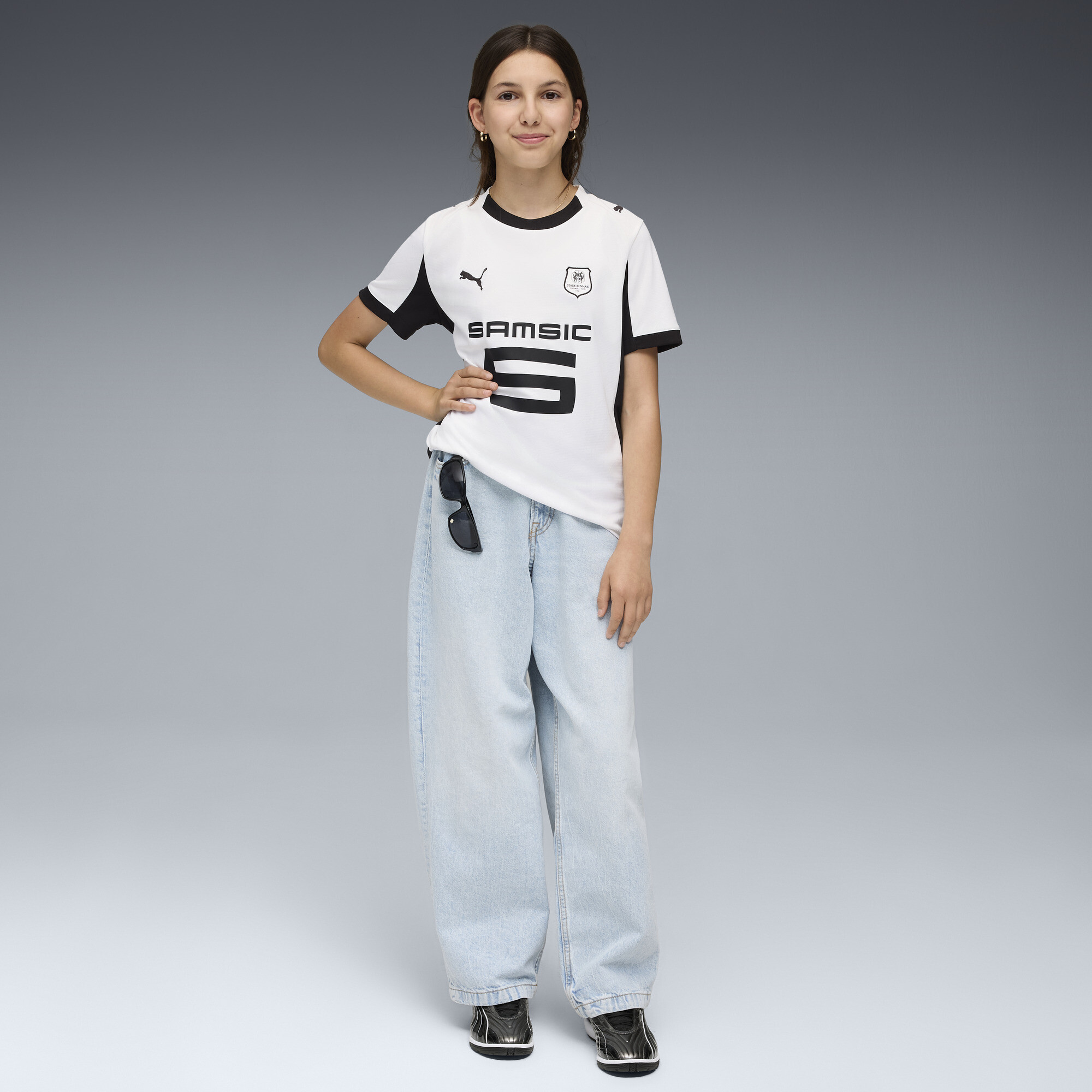 PUMA Stade Rennais FC 25/26 uitshirt, Zwart/Wit, Maat 9-10Y thumbnail 5