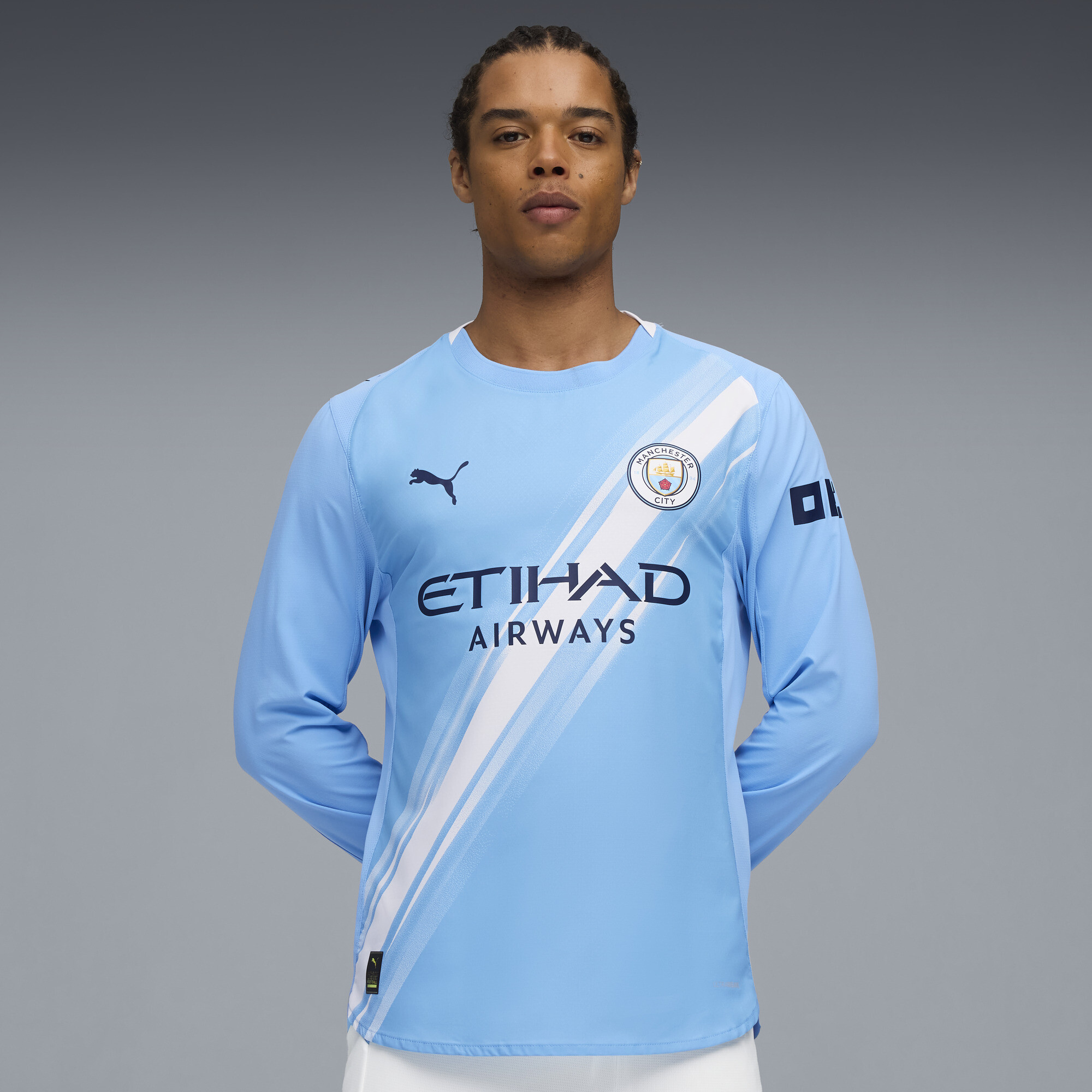 PUMA Manchester City 25/26 Authentic thuisshirt met lange mouw voor Heren, Blauw/Wit, Maat S thumbnail 4