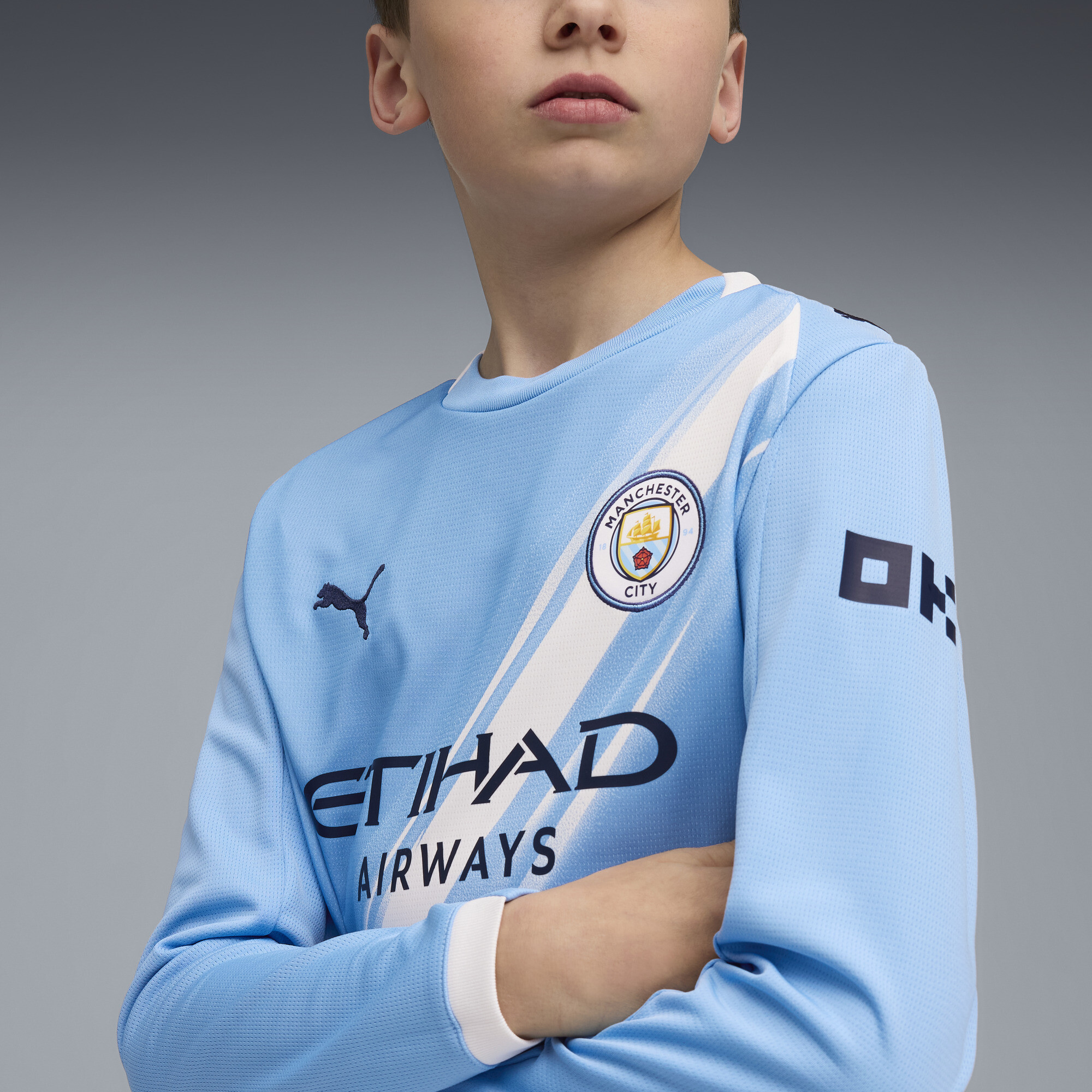 PUMA Manchester City 25/26 uitshirt met lange mouw, Blauw/Wit, Maat 15-16Y thumbnail 6