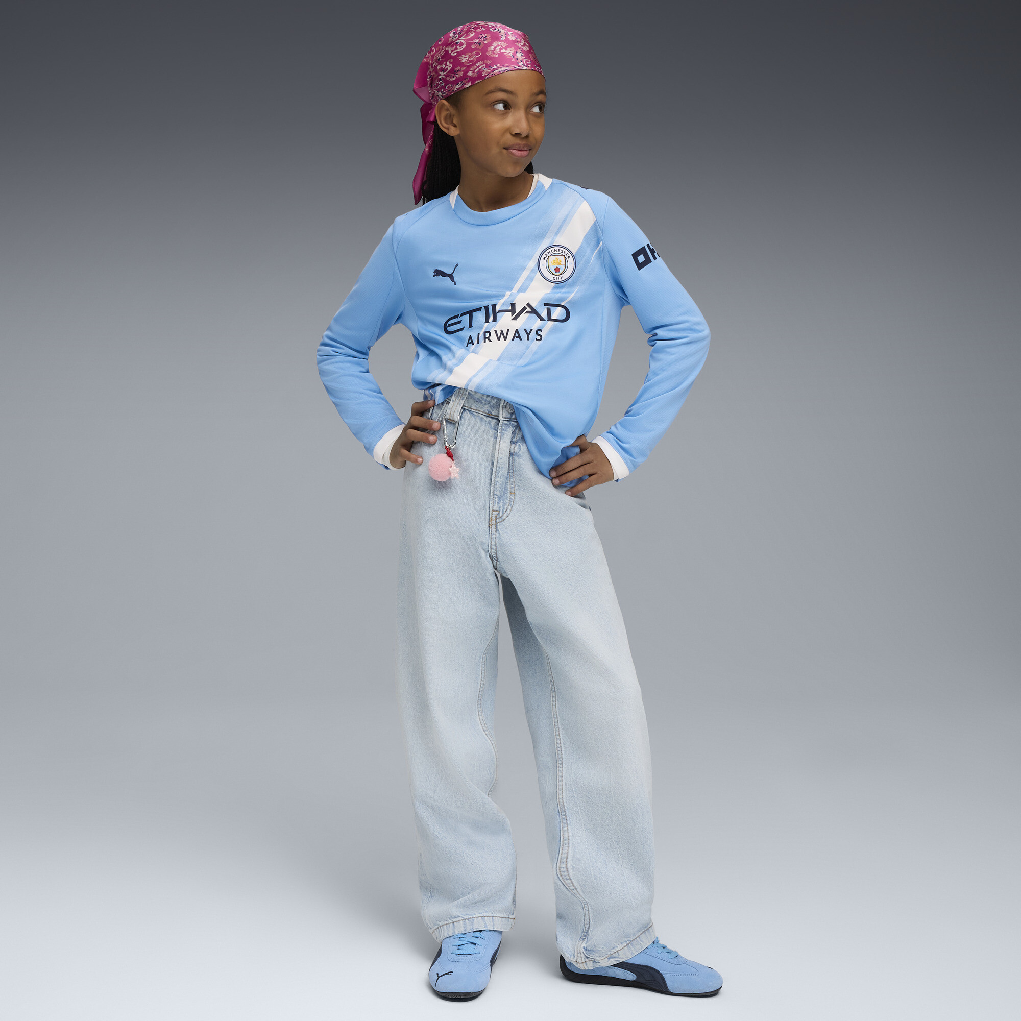 PUMA Manchester City 25/26 uitshirt met lange mouw, Blauw/Wit, Maat 15-16Y thumbnail 5