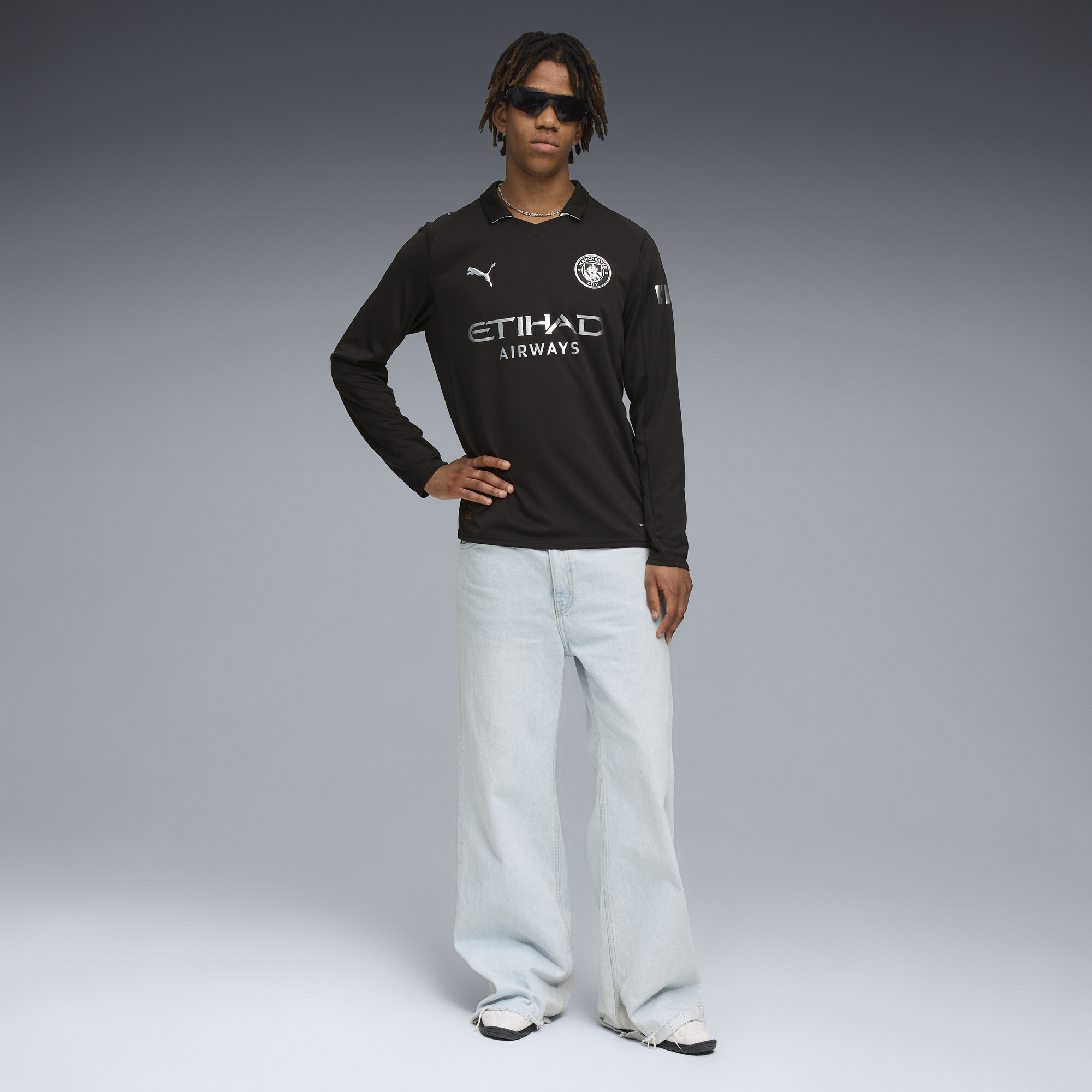 PUMA Manchester City 25/26 uitshirt met lange mouw voor Heren, Zwart, Maat M thumbnail 4