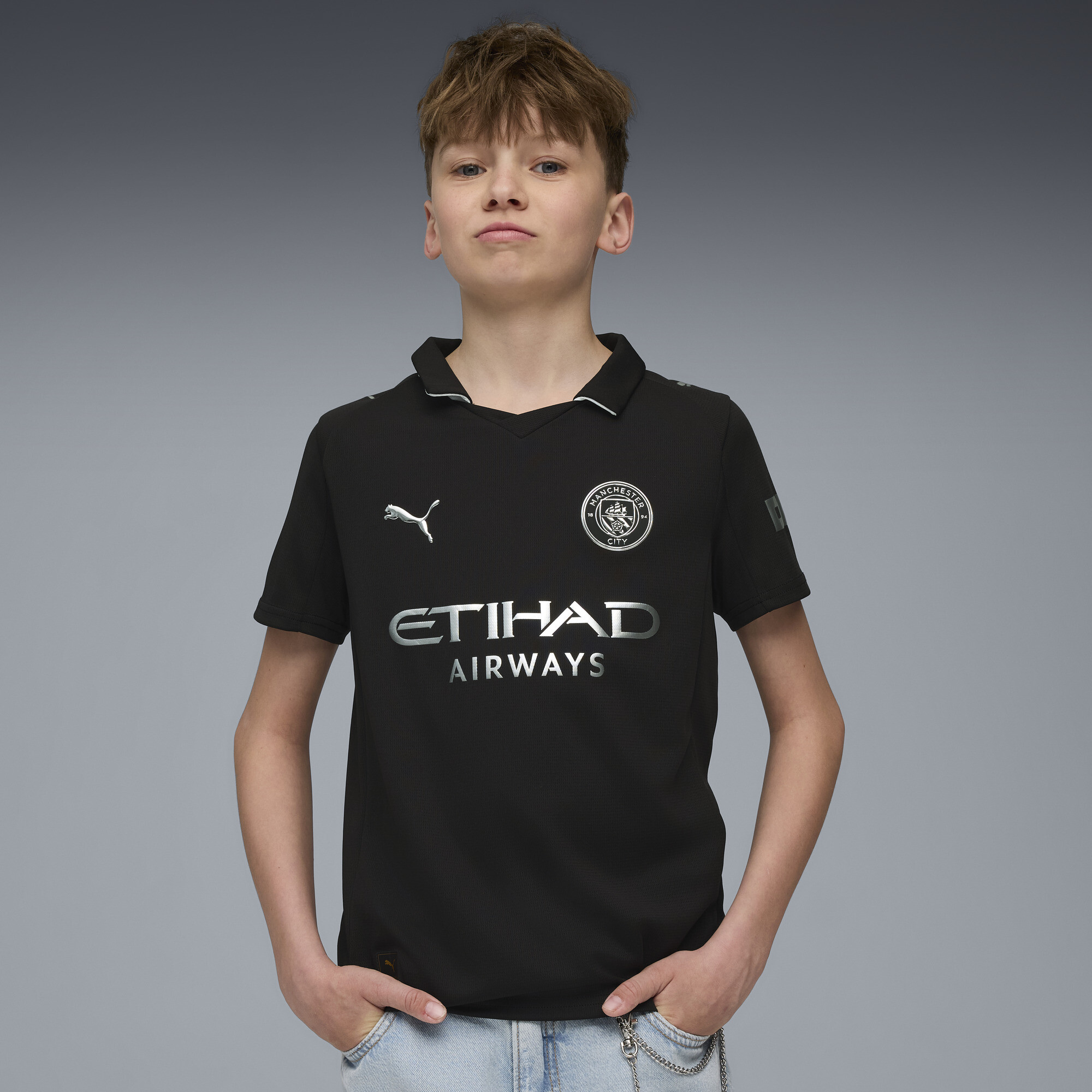 PUMA Manchester City サッカーシャツ ブラック Camisa Manchester City AWAY 25/26 Torcedor Juvenil | black | PUMA