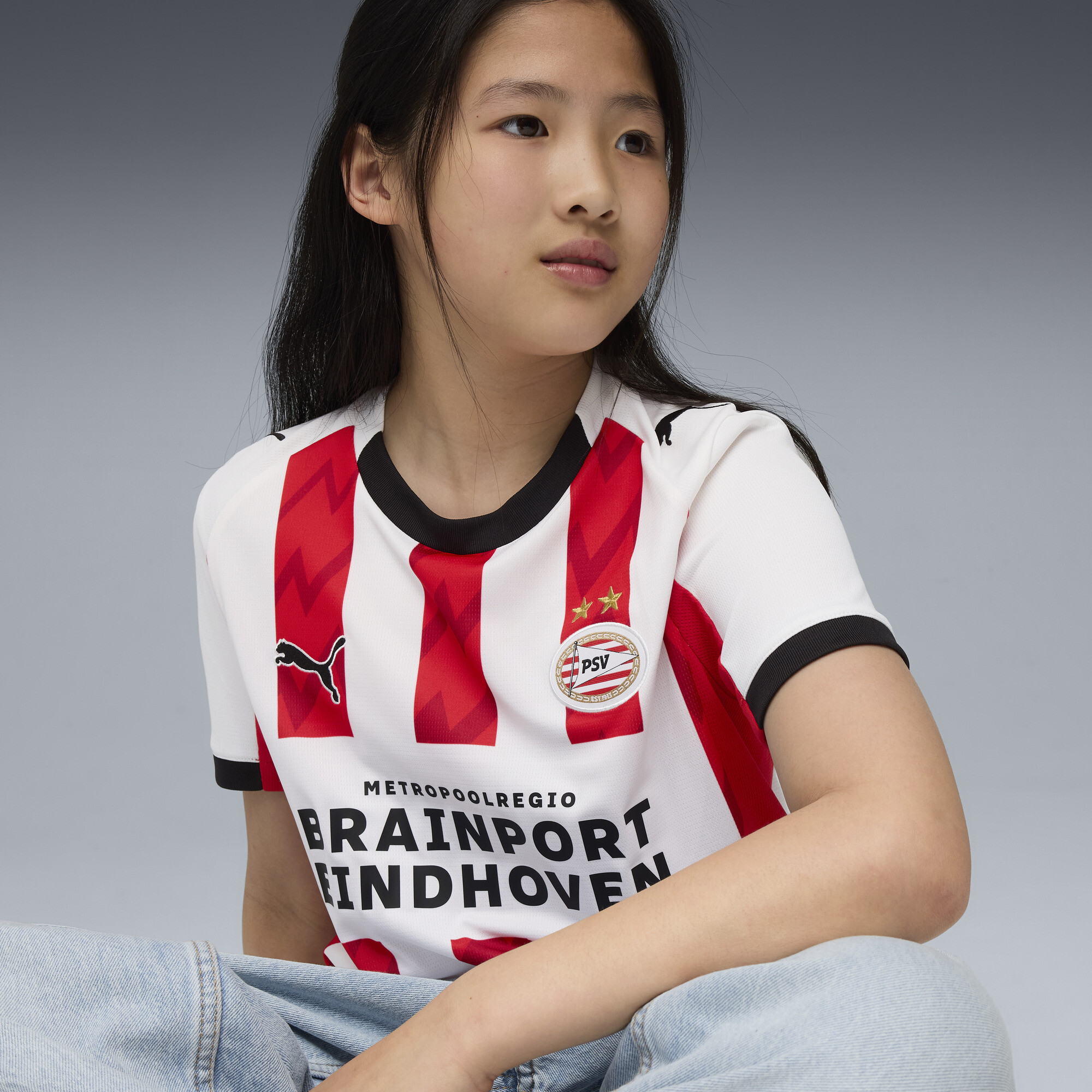 PUMA PSV Eindhoven 25/26 thuisshirt, Rood/Wit, Maat 7-8Y thumbnail 6