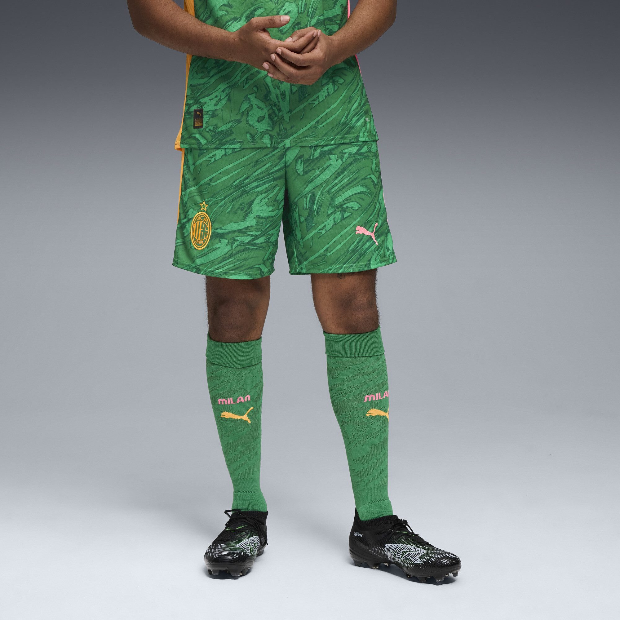 PUMA AC Milan 25/26 keepersshort voor Heren, Groen/Oranje, Maat M thumbnail 4